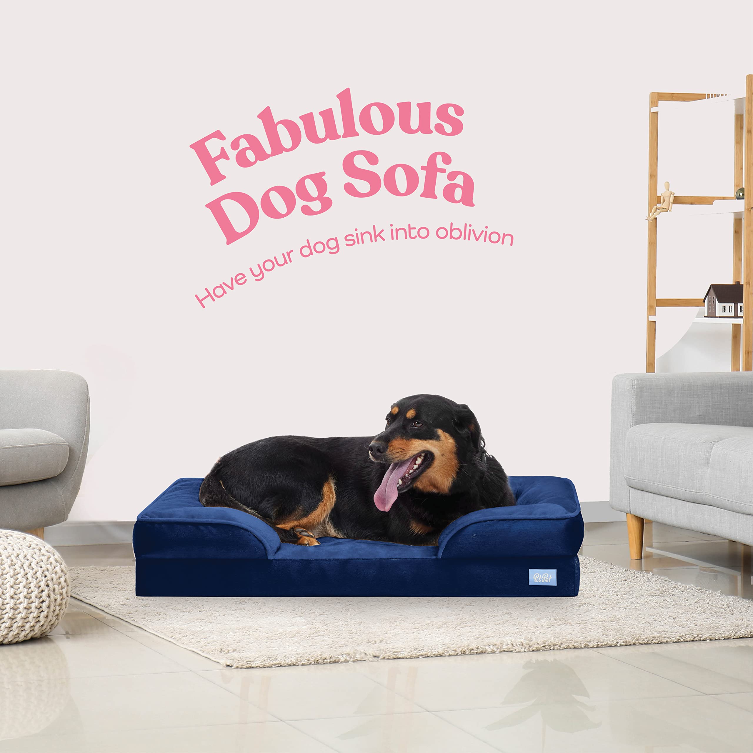 Orthopedic Sofa Dog Bed - Ultra Comfortable Dog Bed For Large Dogs - Breathable & Waterproof Pet Bed- Egg Foam Sofa Bed With Extra Head And Neck Support - Removable Washable Cover With Nonslip Bottom