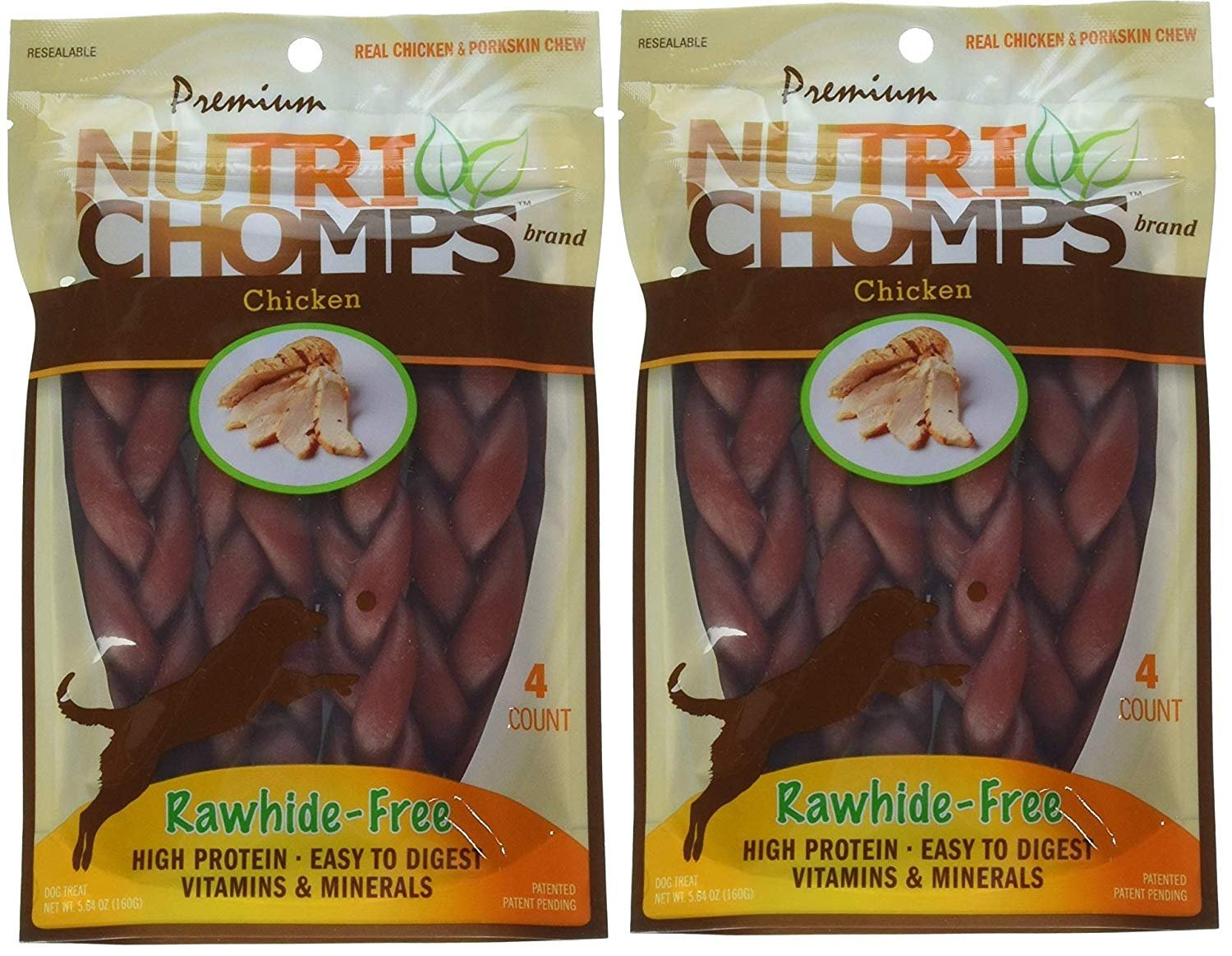 Nutri Chomps 6 Chicken Flavor Braid Dog Chew, 8 Count
