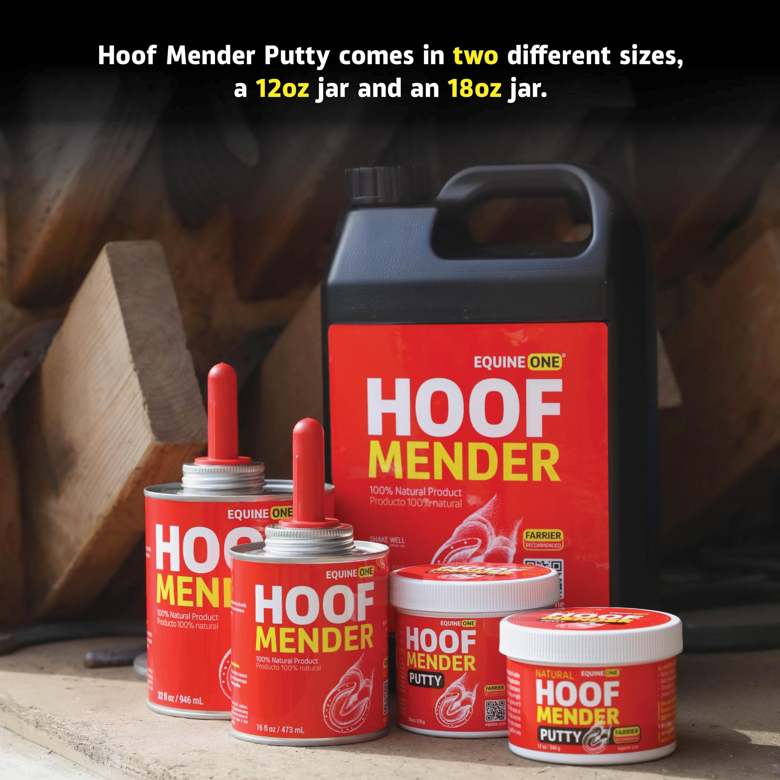 Equine One Hoof Mender Putty - White Line | Wall Separations | Old Nail Holes | Thrush - 100% All-Natural Hoof Care Product - Bi