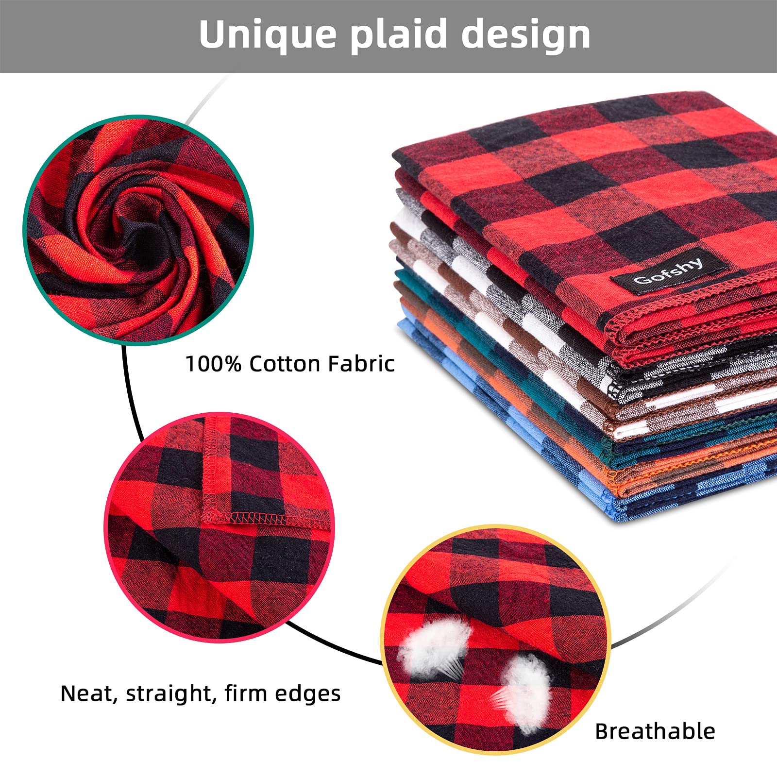 Gofshy Buffalo Plaid Dog Bandanas Fall Christmas Small 6Pcs Dog Gifts Red Blue Green Orange Black Brown Dog Scarf Adjustable Kerchief For Small X-Small Dogs Cats Puppy Bandana