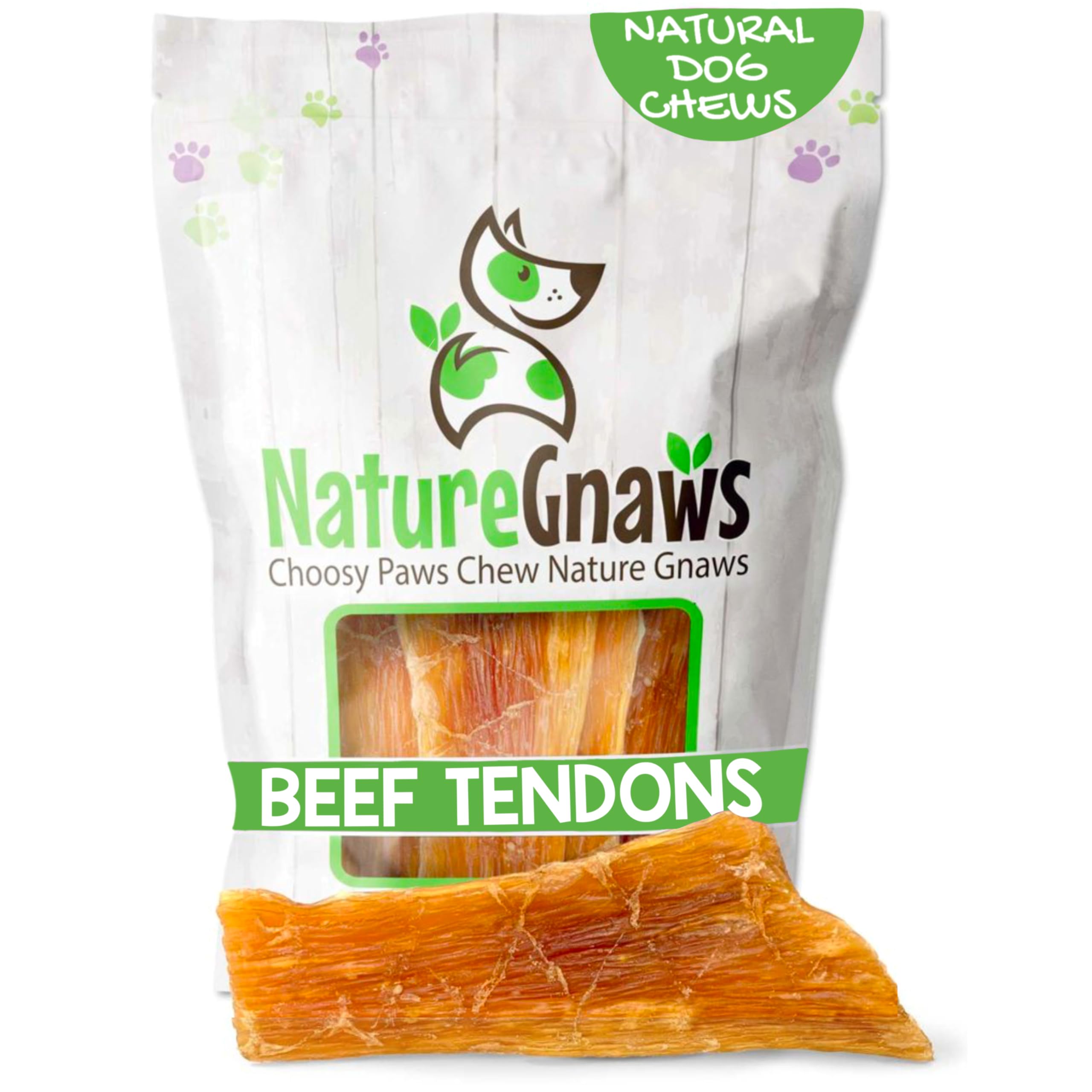 Nature Gnaws Beef Paddywack Tendons for Dogs 5-6 (10 Count) - Long Lasting for Aggressive Chewers - Natural Beef Dog Chew Bones 
