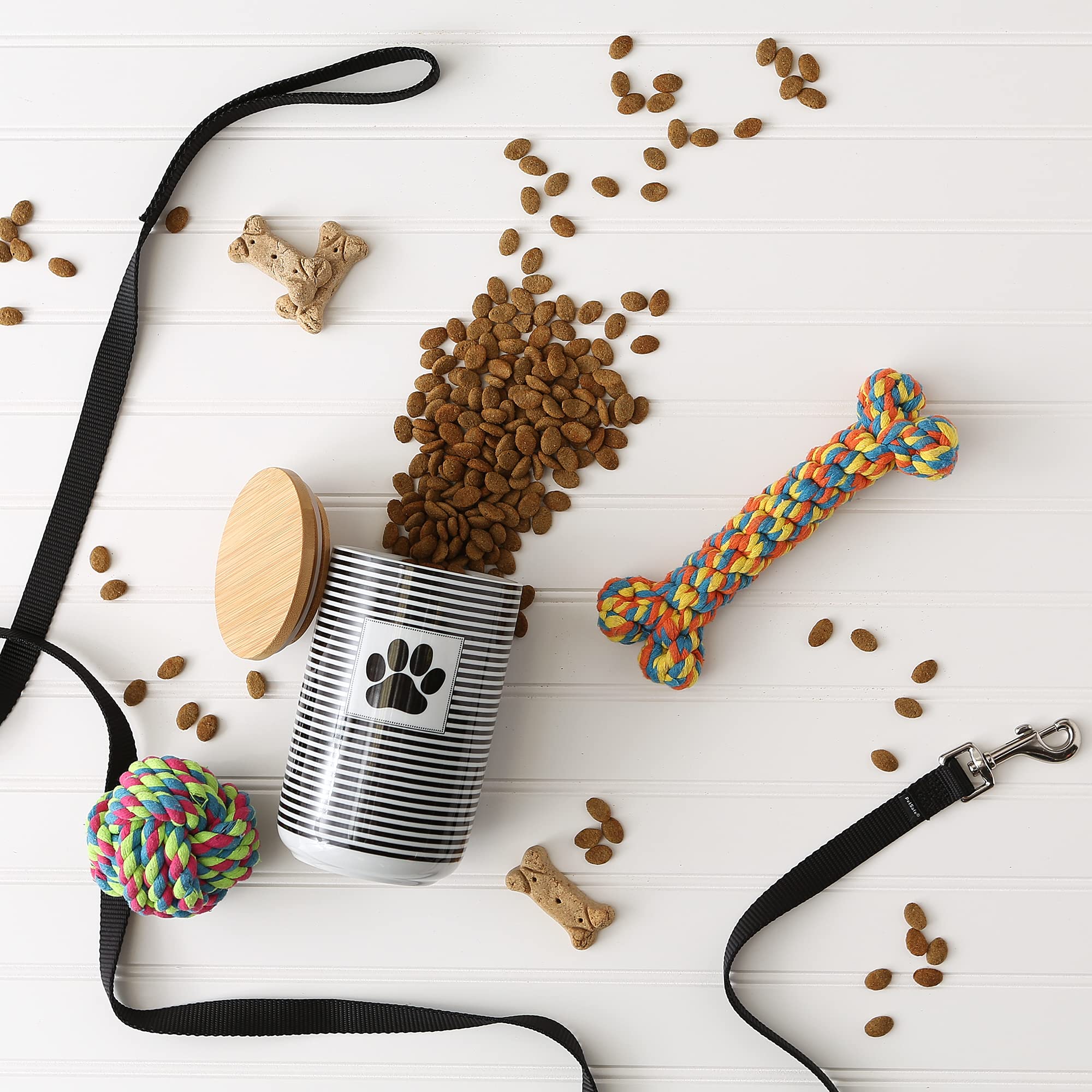 Bone Dry Paw & Patch Ceramic Pet Collection, Treat Canister, 4x6.5, Black,Treat Canister, 4x6.5,5742