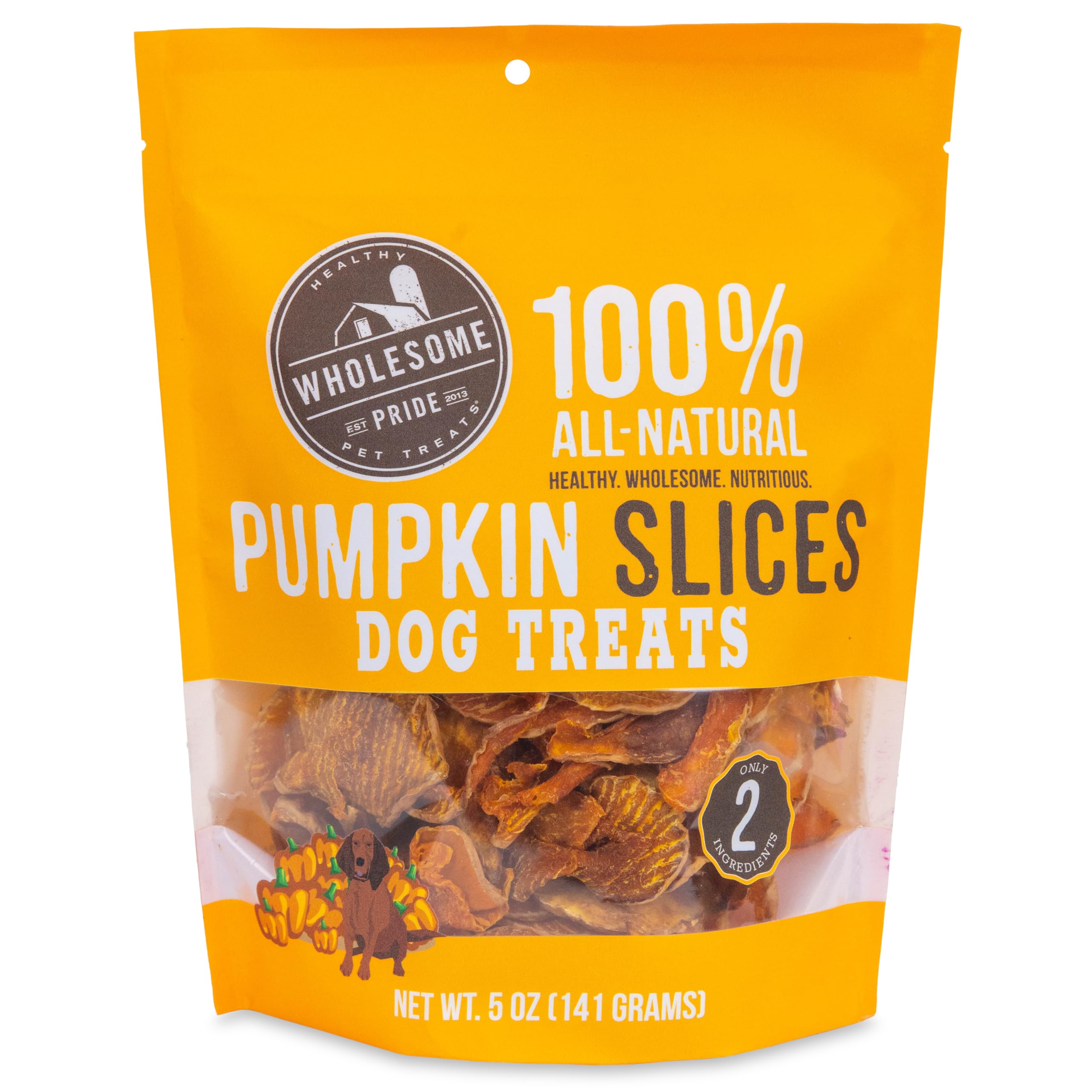 Wholesome Pride Pumpkin Slices 100% All-Natural Limited Ingredient Dehydrated Dog Treats, 5 oz