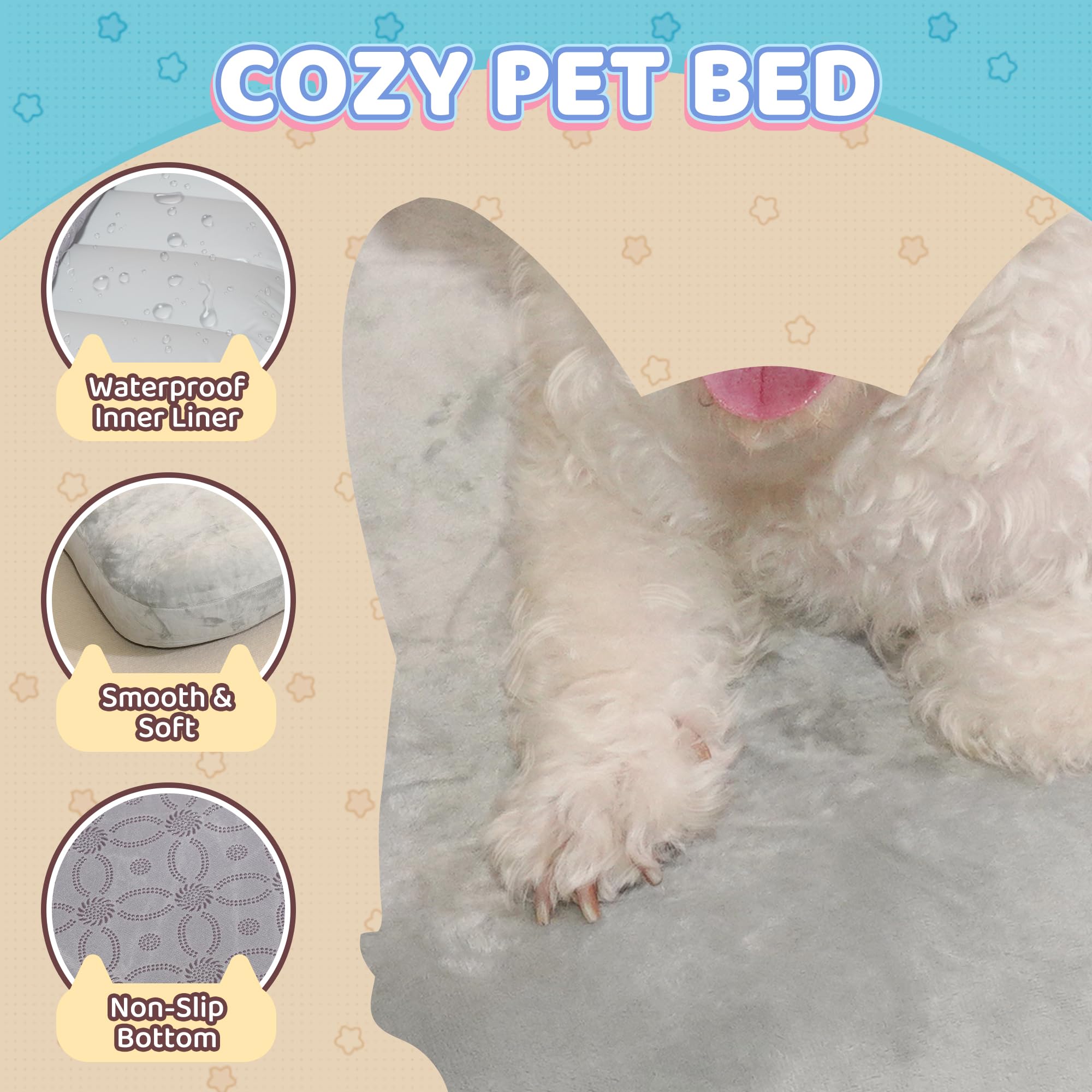 Inflatefly Dog Bed Washable Pet Bed With Waterproof Air Mattress (Crystal Silky, M-31.5X23.6X4.7In)
