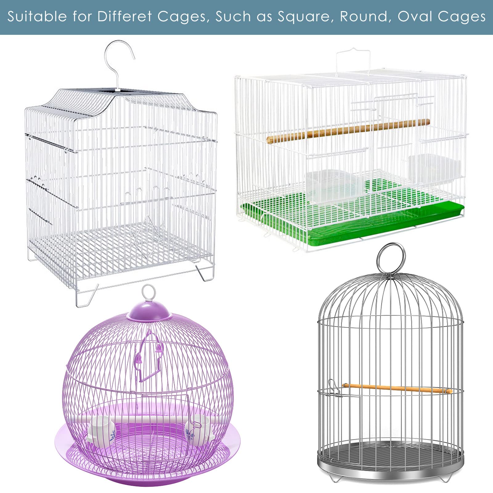 Bissap Bird Cage Seed Catcher, Universal Birdcage Net Nylon Adjustable Elastic Band Stretchy Skirts Mesh Cover for Parrot Cage S
