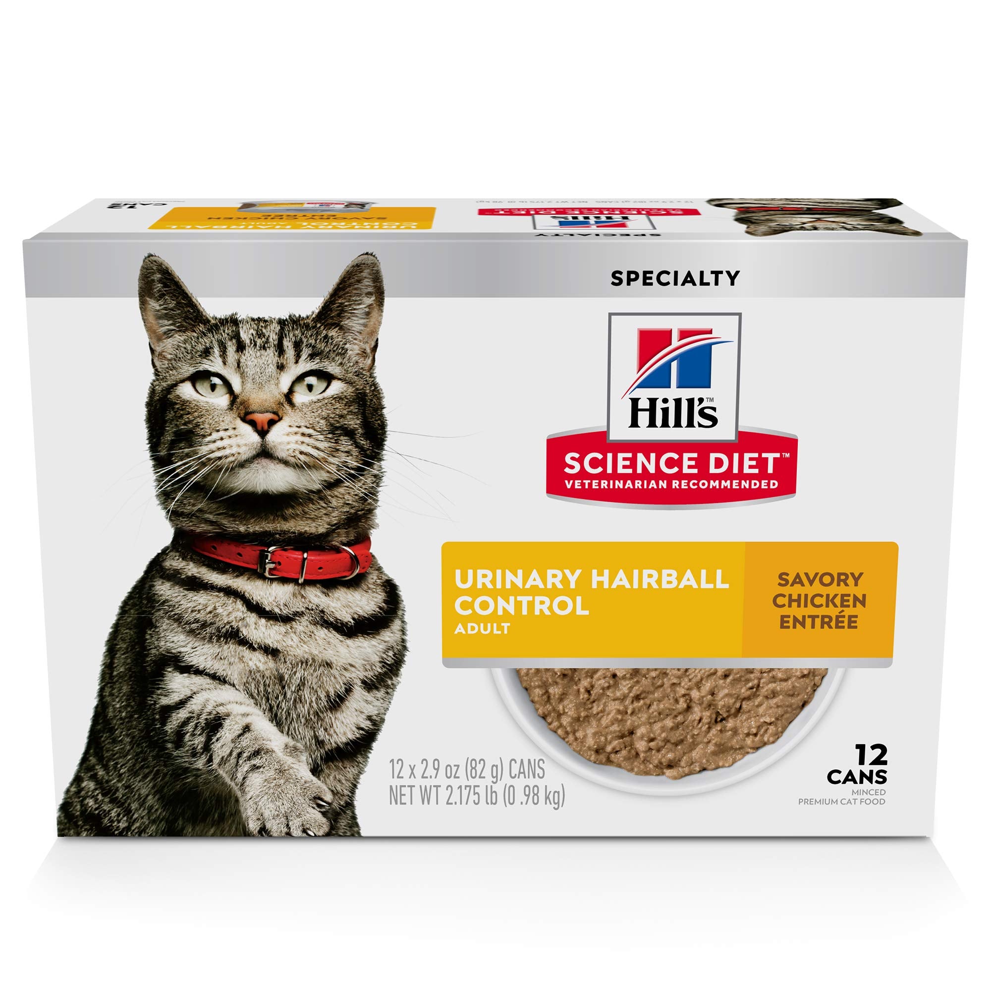 Hills Science Diet Urinary Hariball Control, Adult 1-6, Urinary Track Health & Hairball Control Support, Wet Cat Food, Chicken