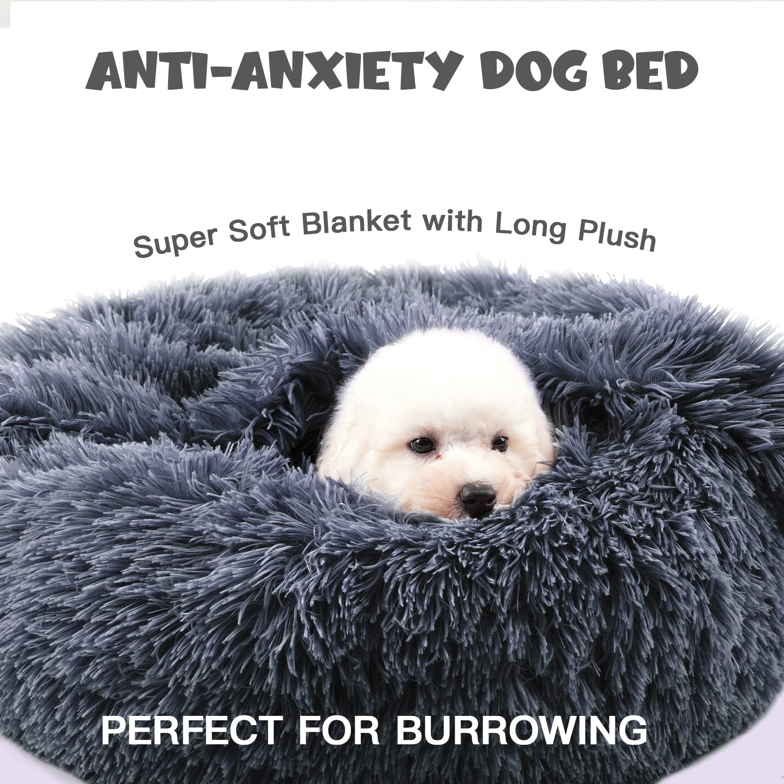Himax Dog Beds for Small Dogs, Donut Dog Bed with Blanket Attached, Calming Dog Bed Washable (20/26/35)