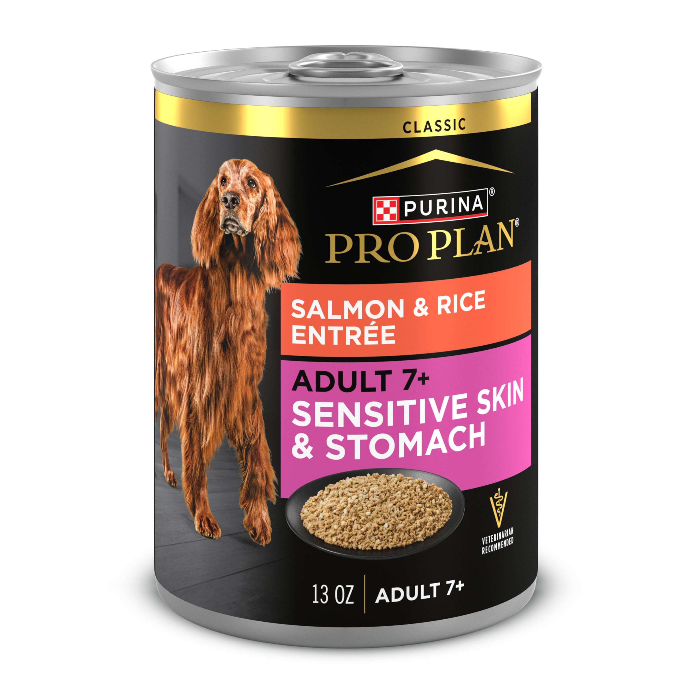 Purina Pro Plan Senior Wet Dog Food for Sensitive Stomach with Salmon and Rice Entree - 13 oz. Can (Pack of 12)