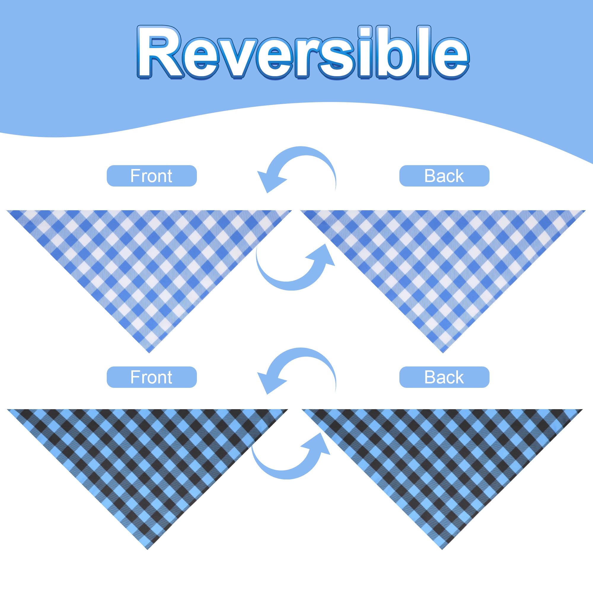Ququle Dog Bandana Boy Small 2Pcs, Blue Summer Spring Scarf, Durable Triangle Reversible Bibs Handkerchief For Puppy Pet