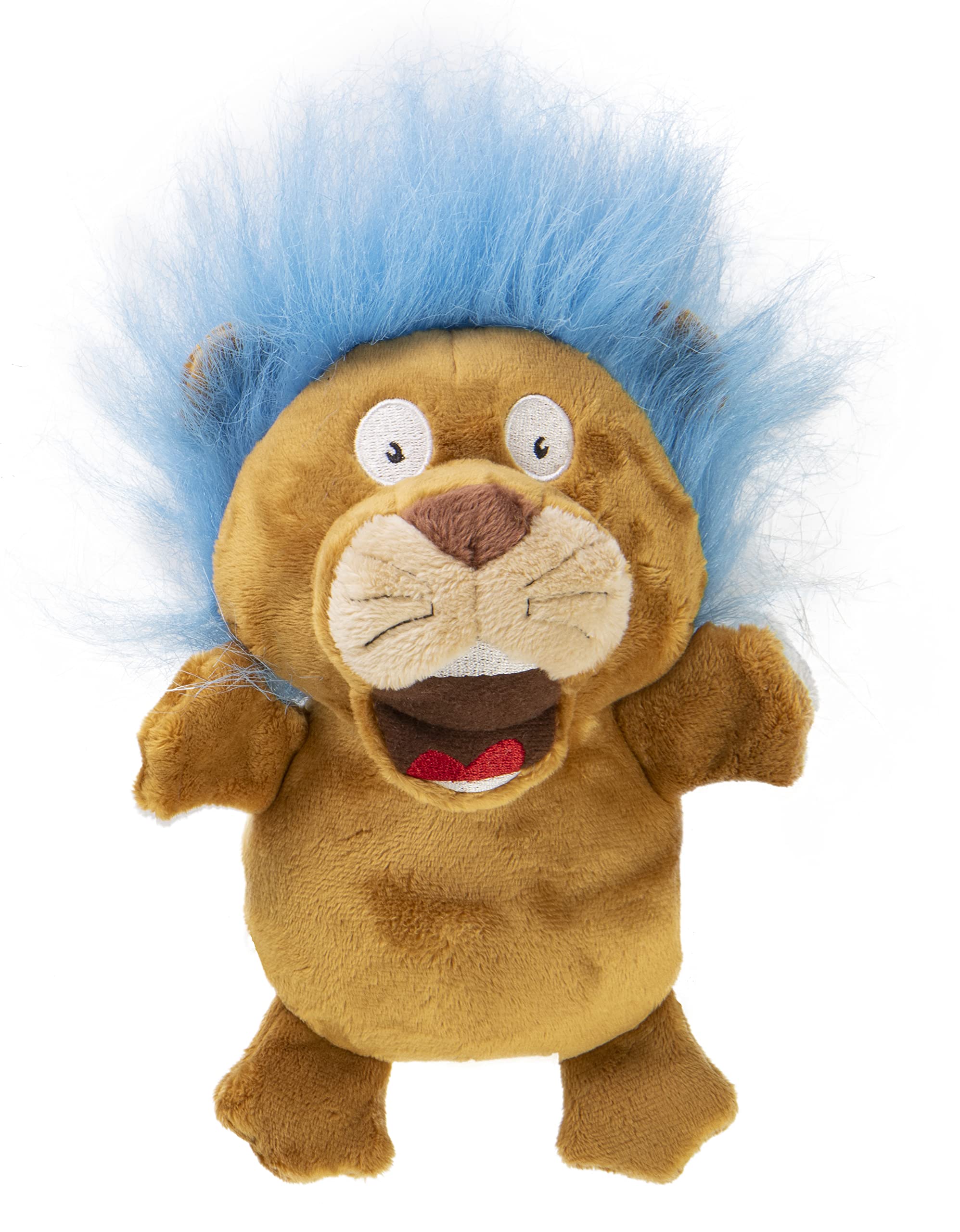 Godog Crazy Hairs Lion Silent Squeak Plush Dog Toy, Chew Guard Technology - Tan, Small