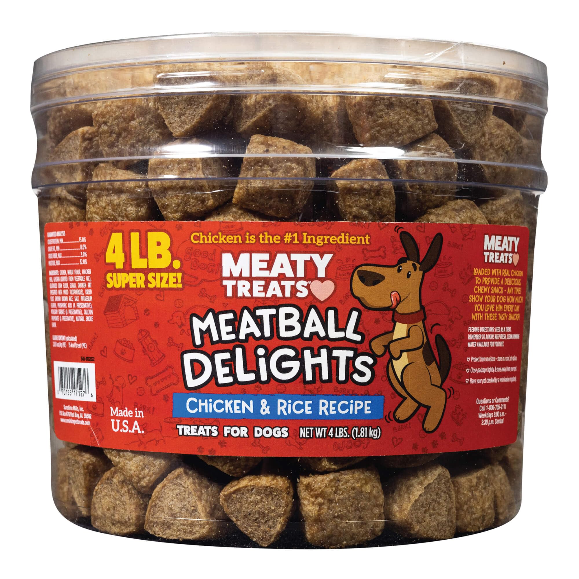 Meaty Treats Meatball Delights Chicken Dog Treats 4 LB, 64 Fl Oz (Pack of 1)
