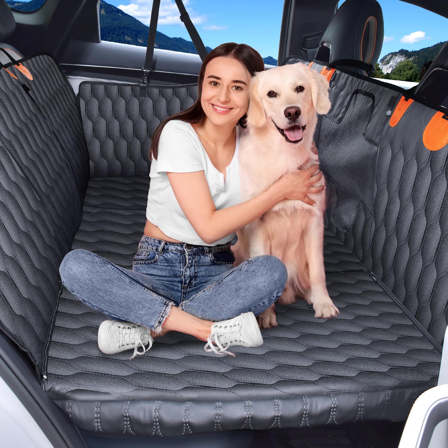 Chumajor 3-in-1 Convertible PU Leather Dog Car Seat Extender & Booster Seat - 400lb Capacity, Waterproof, Hard Bottom, Scratch-P