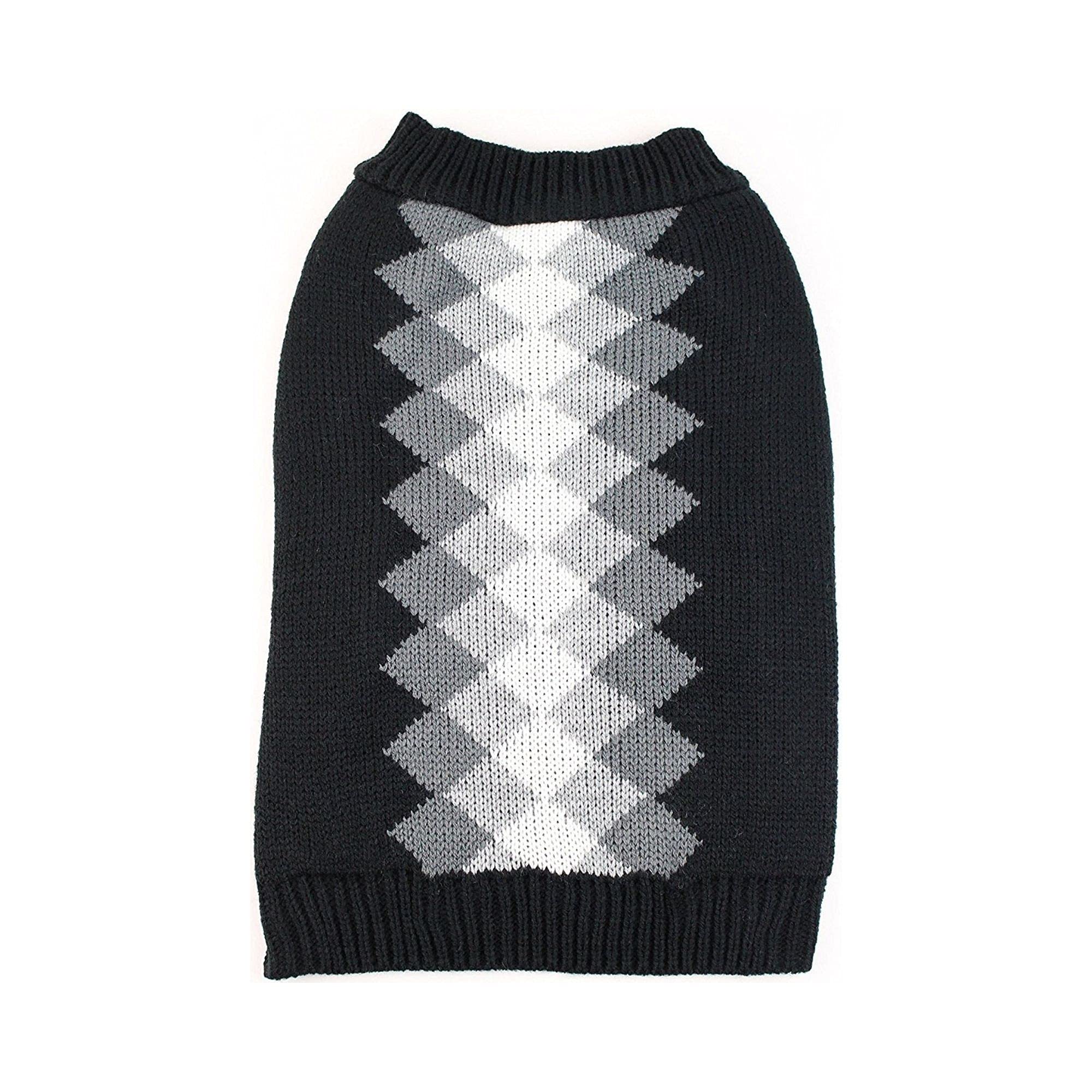Midlee Argyle Dog Sweater (Small, Black)