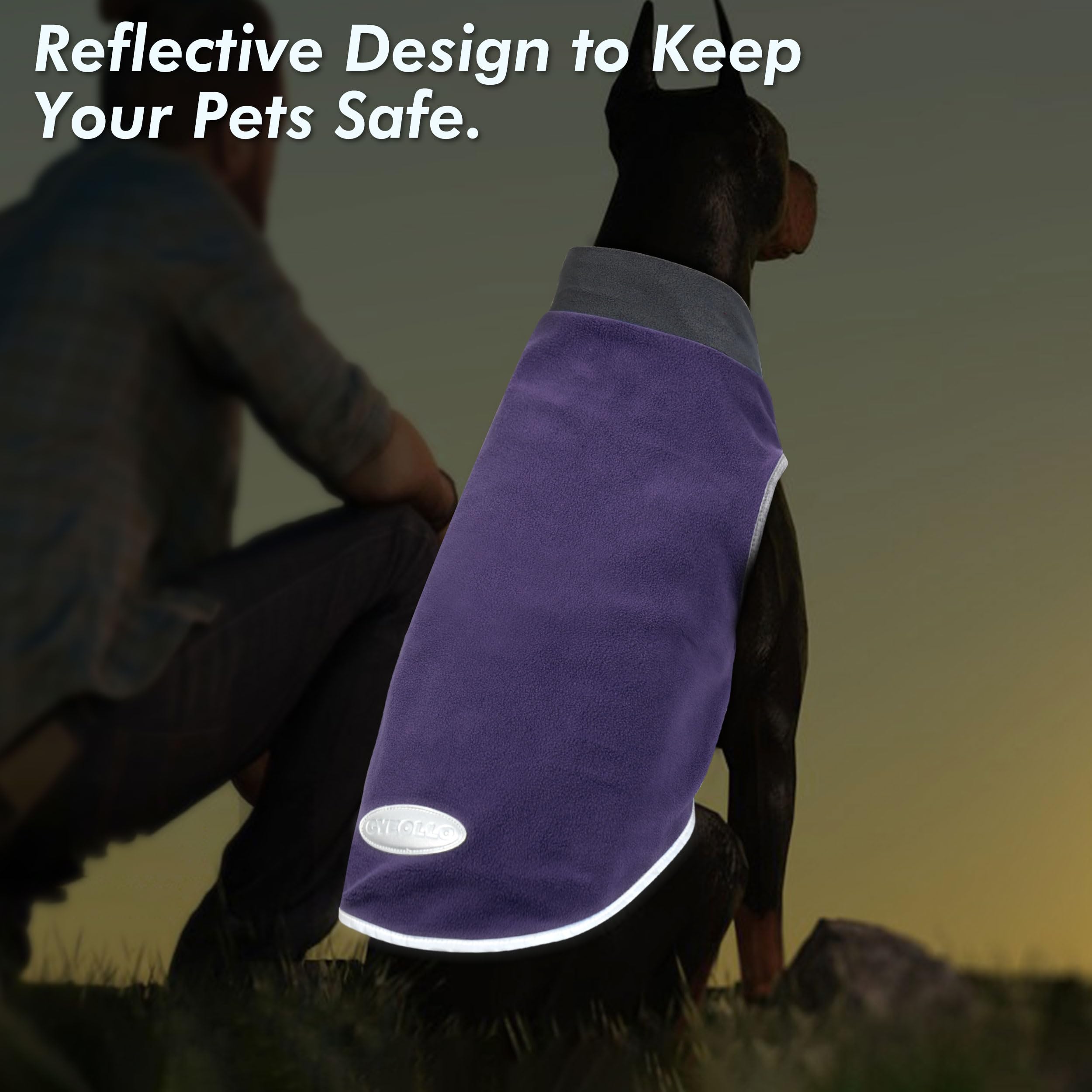 Cyeollo 2 Pack Fleece Dog Sweater Pullover Sweatshirt Reflective Lightweight Dog Clothes For Large Dogs Girl Pet Apparel Purple,