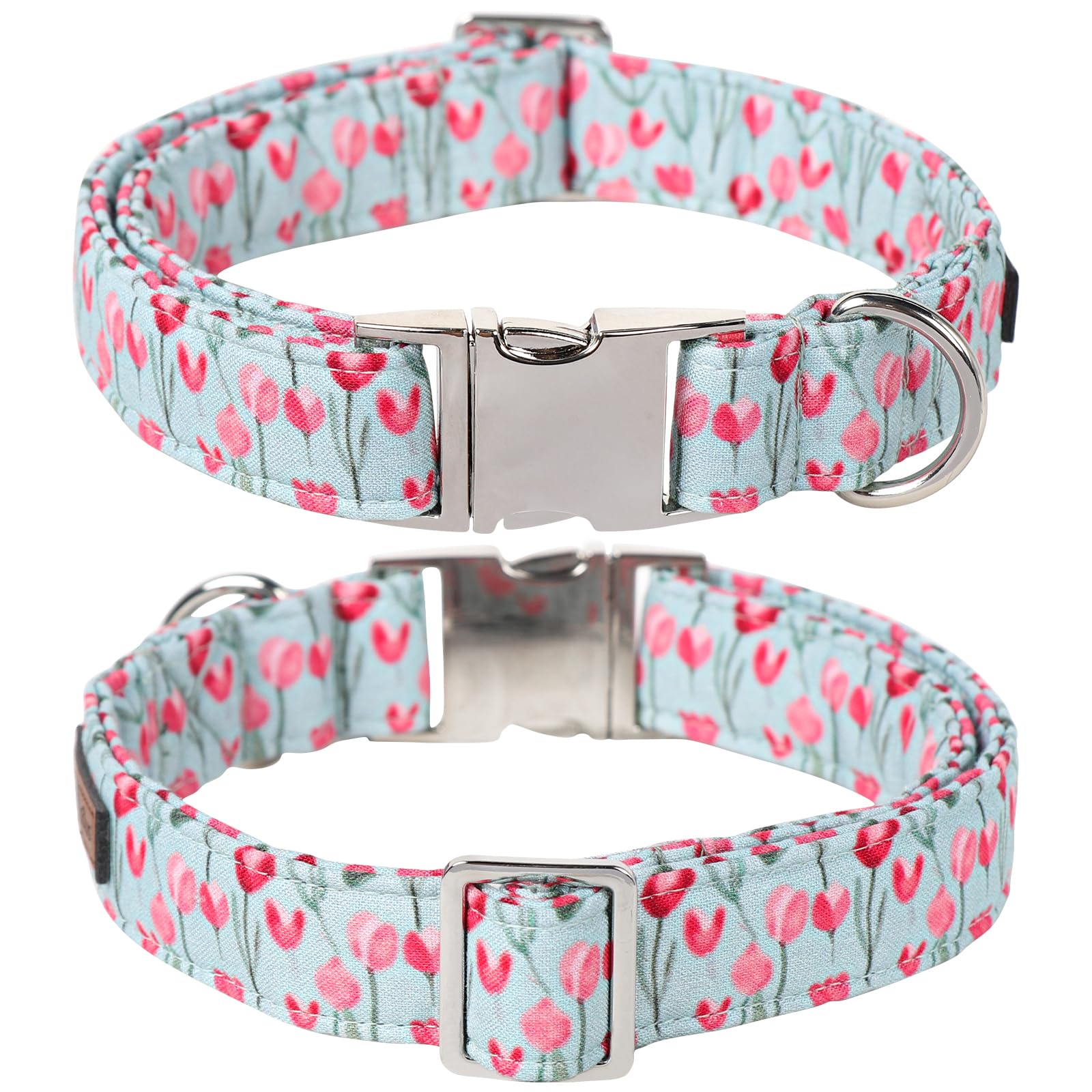 Lionet Paws Design Dogs Collar Cute Adjustable Flower Dog Collars For Girl Female Medium Large Dogs With Tulips Xl