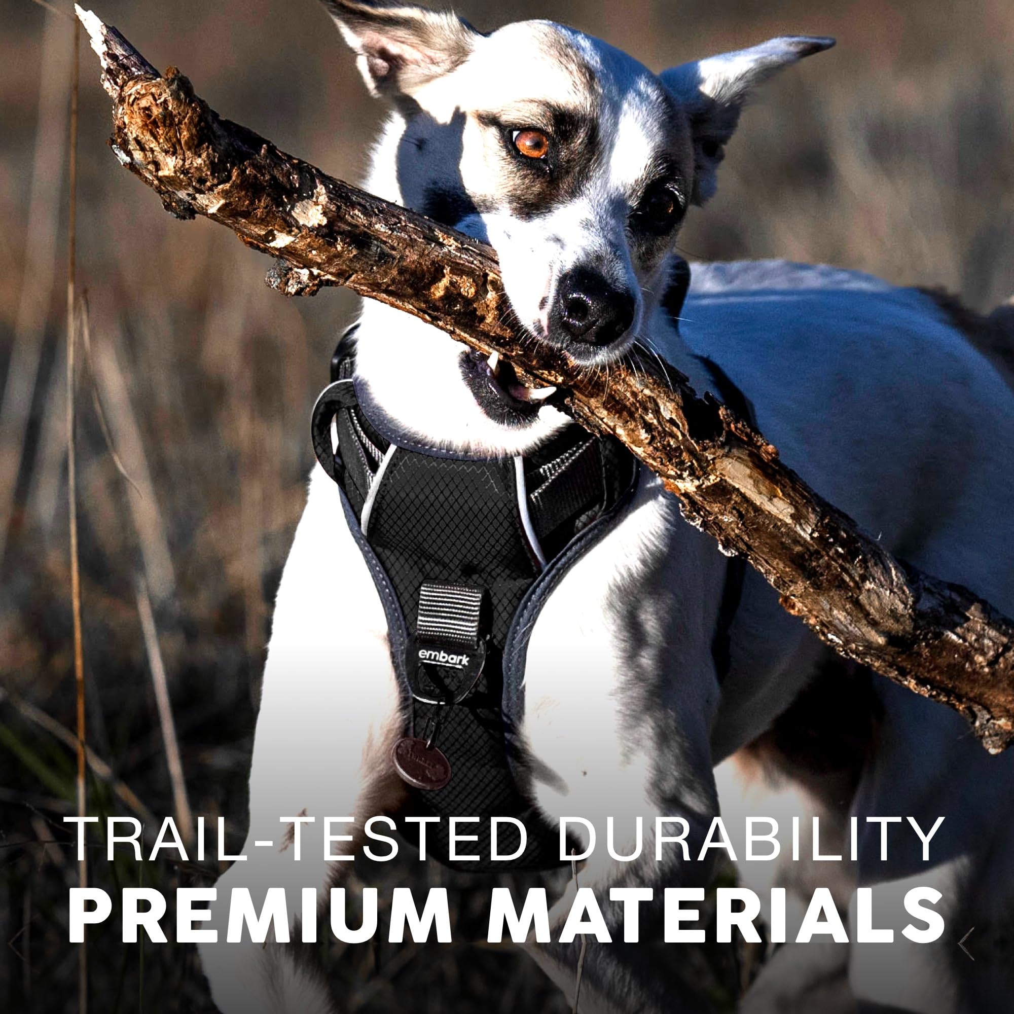 Embark Adventure Dog Harness, Reflective Trim Xl Harness For Extra Large Dogs No Pull - Military Grade Nylon, 2 Leash Clips & Ge