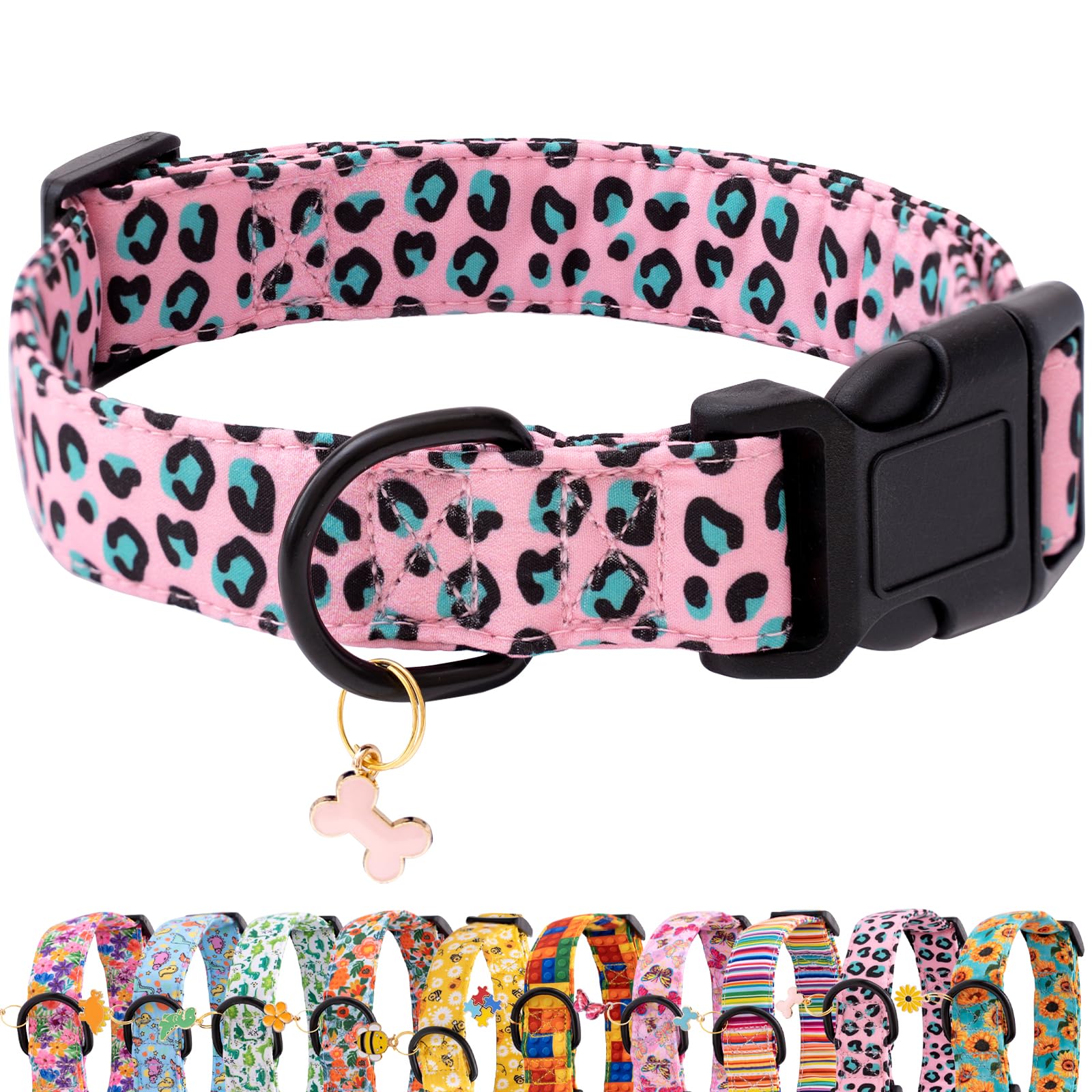 Faygarsle Dog Collar For Small Medium Large Dogs Cute Pink Puppy Collars For Female Dogs Leopard Print Patterned Pet Collars For