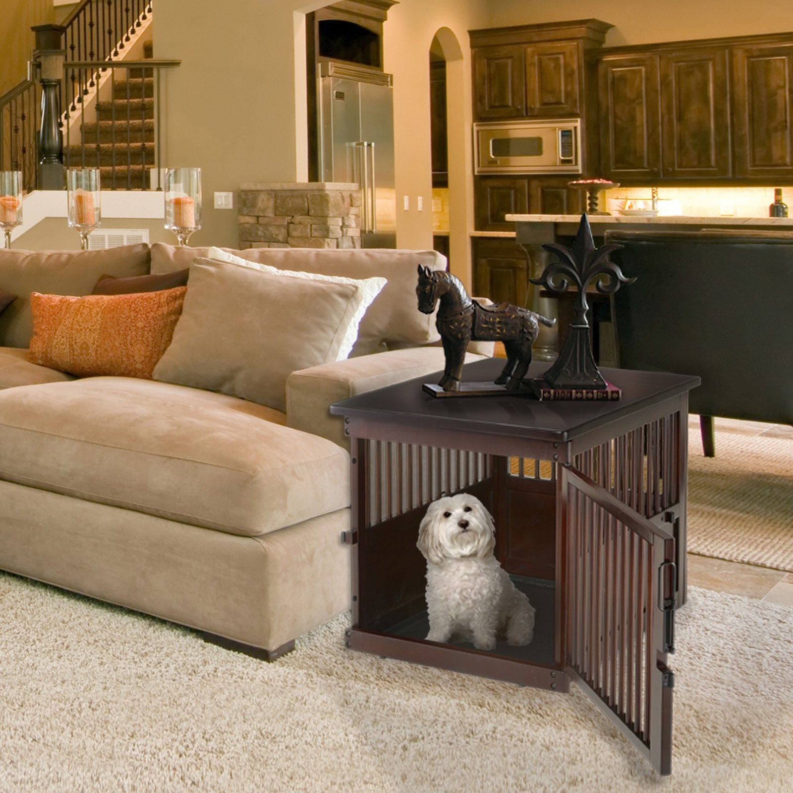 Richell Wooden End Table Crate, Medium, Dark Brown