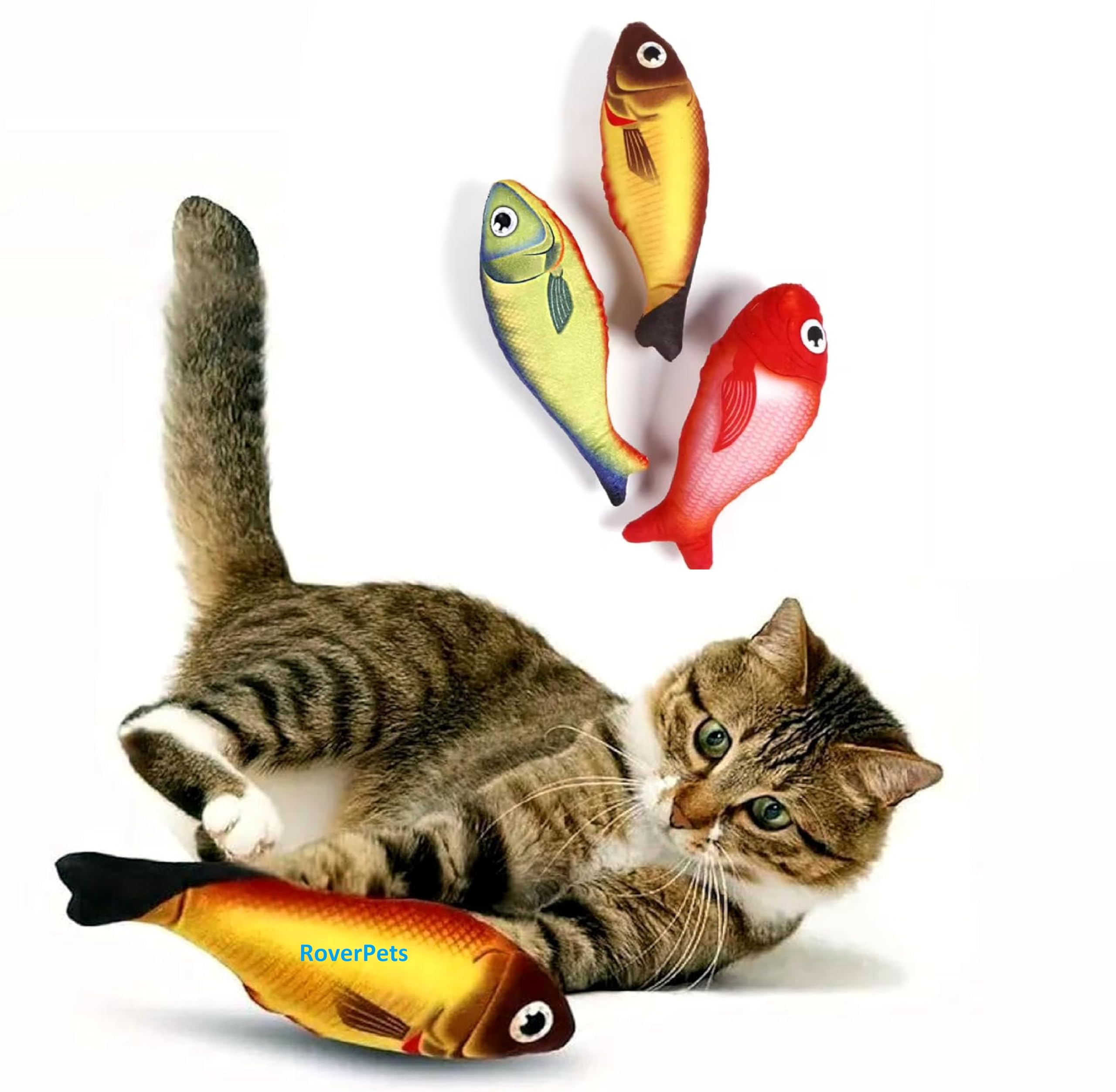Roverpets Catnip Fish Toy For Cats  Soft And Durable 8Inch Interactive Kicker Toy For Indoor Kittens And Adult Cats, Ideal For