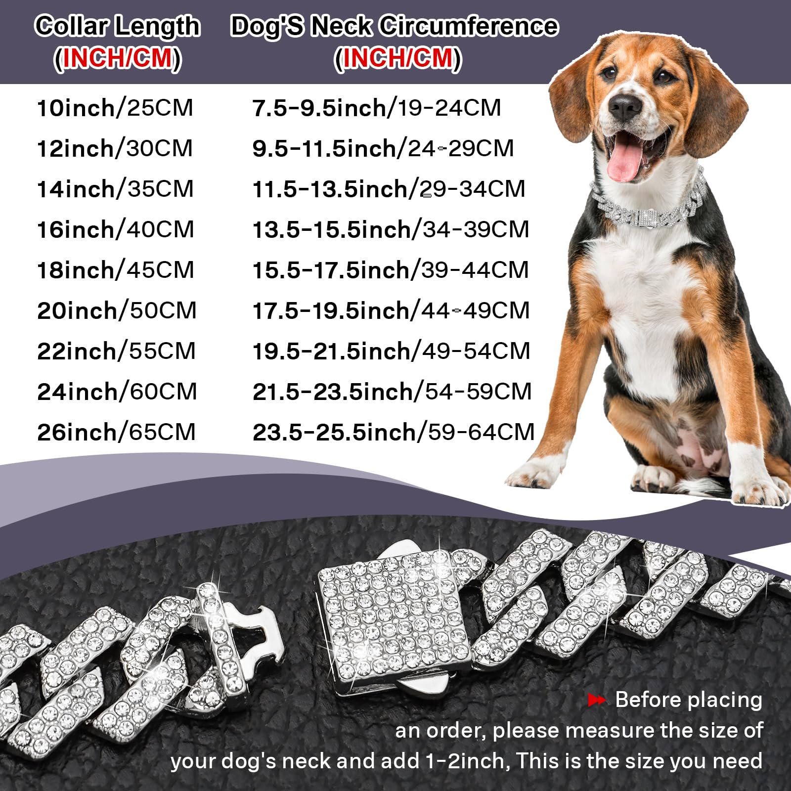 Jewphx Silver Dog Chain Collar Diamond Link 15Mm Wide Dog Necklace Metal Cat Chains Pet Crystal Collars Jewelry Accessories For