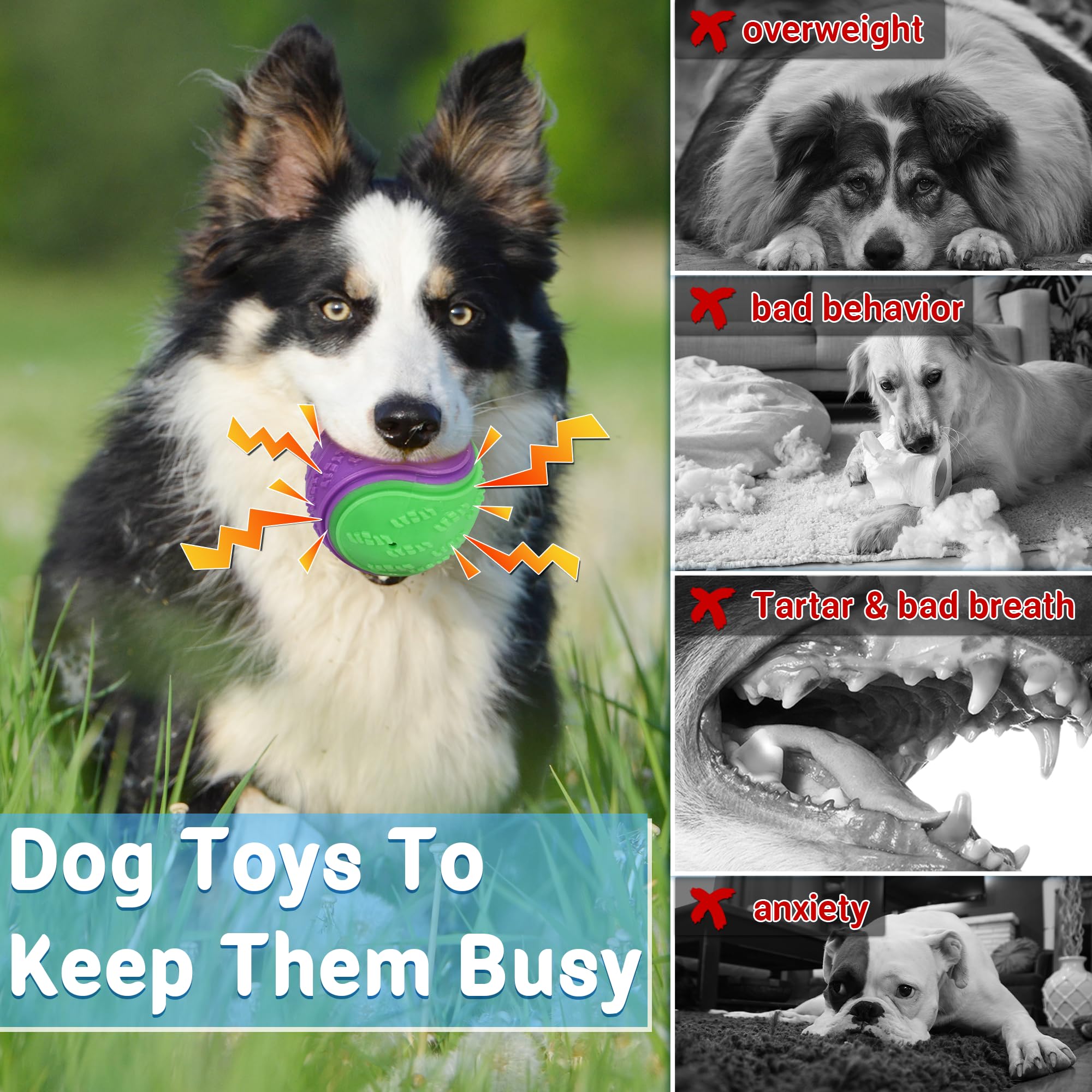 Lechong 3.5In Squeaky Dog Balls Toys For Training, Dog Toys To Keep Them Busy, High Bouncy Balls For Interactive Playing, Great