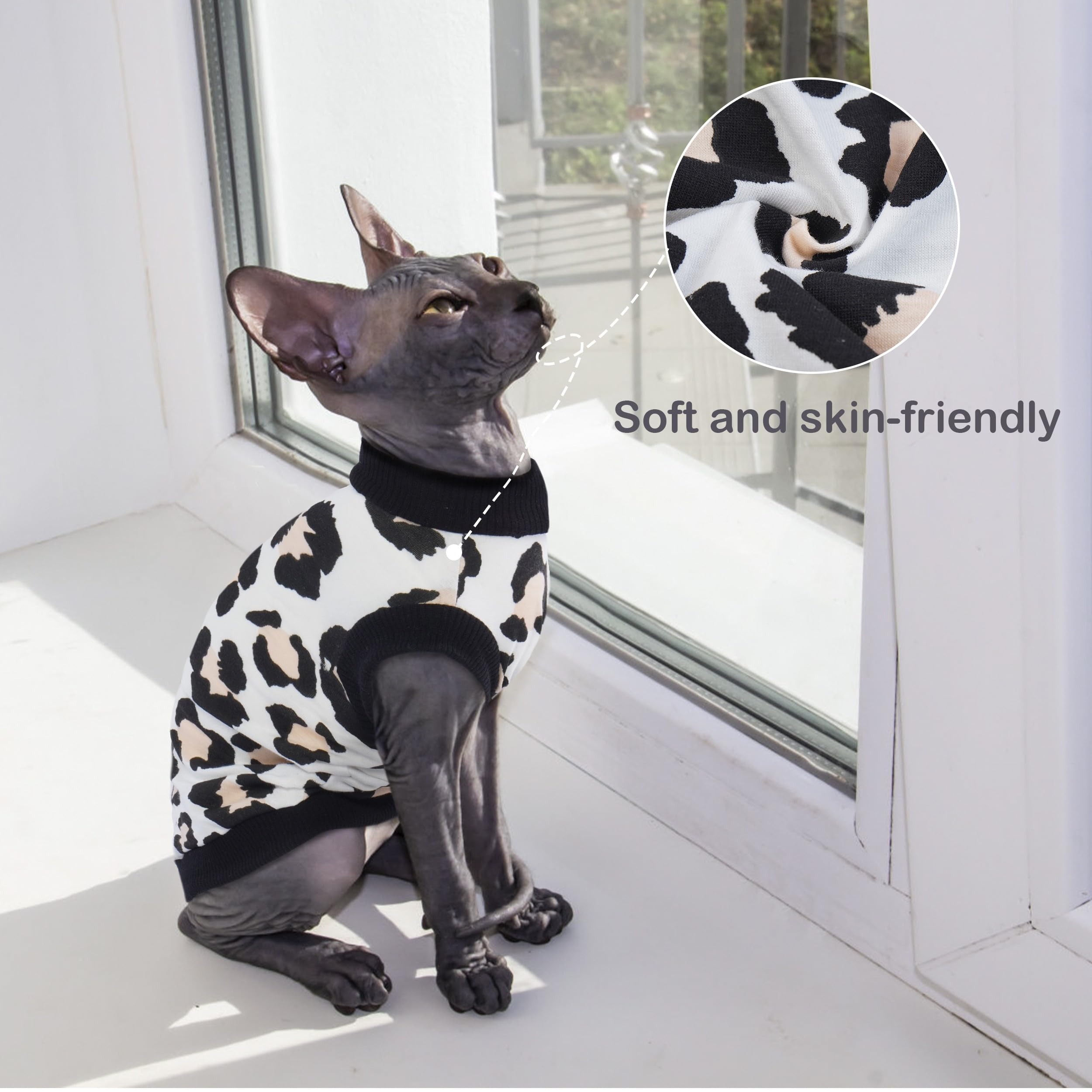 Pumyporeity Sphynx Cat Clothes - Stretchy Sweater, Soft Hairless Shirt, Pullover Pajamas, Turtleneck For Sphynx Cornish Rex, Dev