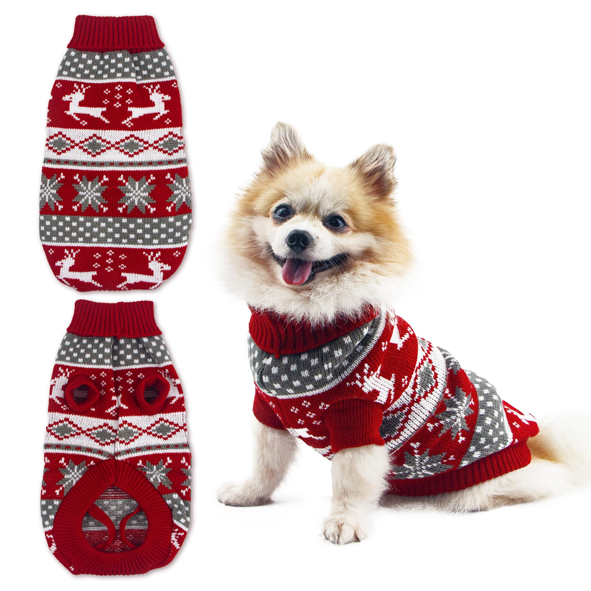 Christmas Dog Sweater Puppy Sweater For Holiday Christmas Sweater With Moose Pattern For Dogs And Cats M