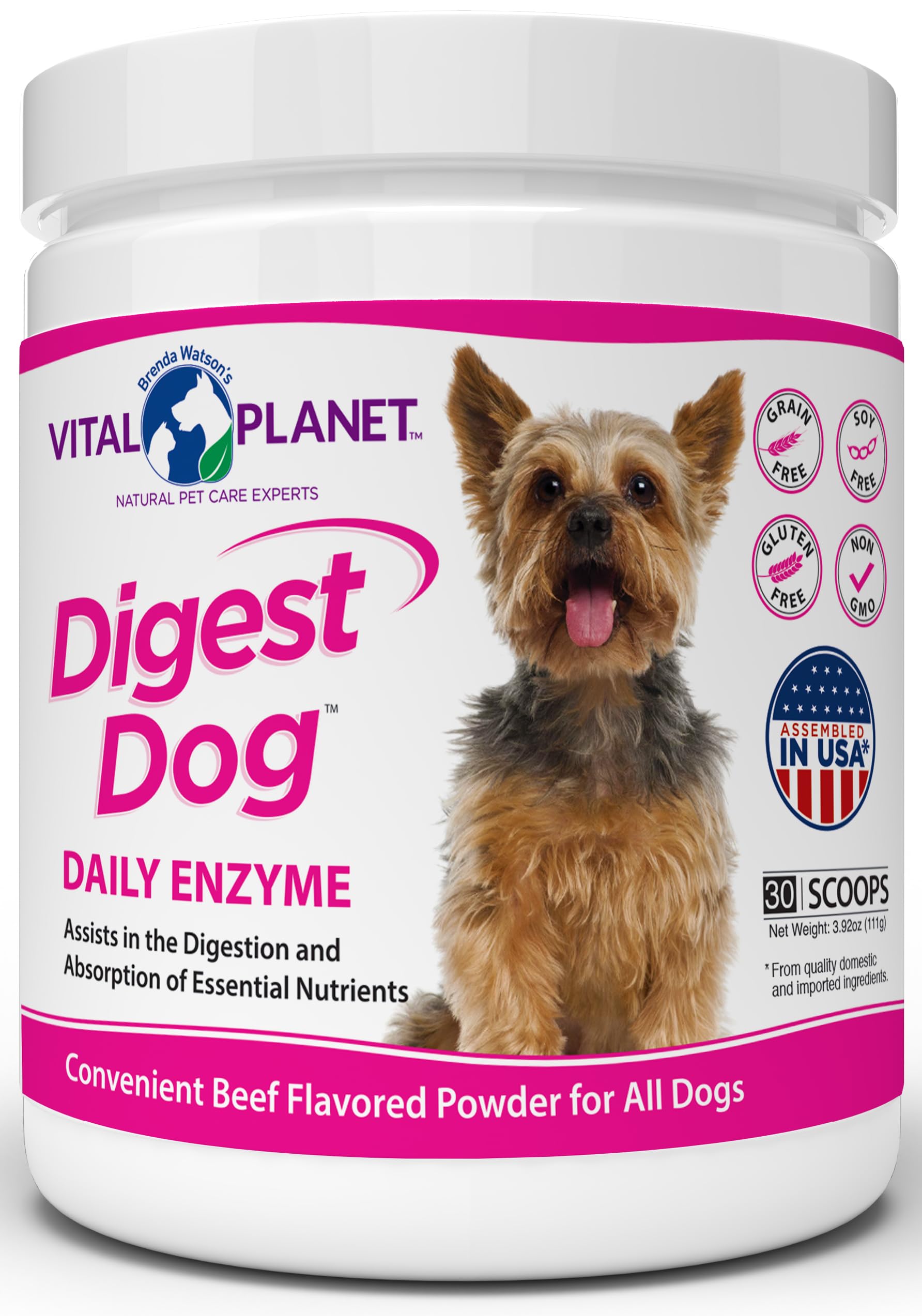 Vital Planet - Digest Dog Digestive Pancreatic Enzyme Blend with Pumpkin and Fennel to Support the Pancreas and Healthy Digestio