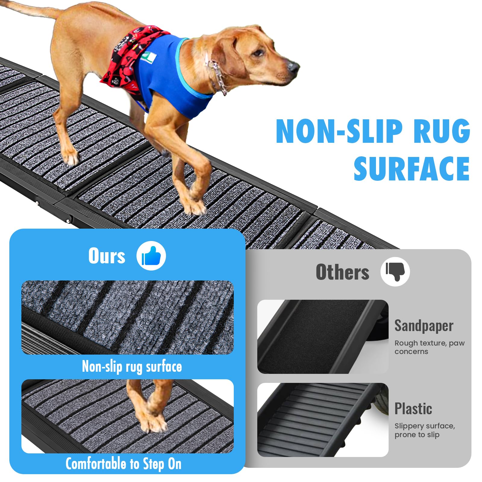 9TH SHOP Folding Dog Ramp for Cars, 63"x17", Non-Slip Surface, Portable, Black