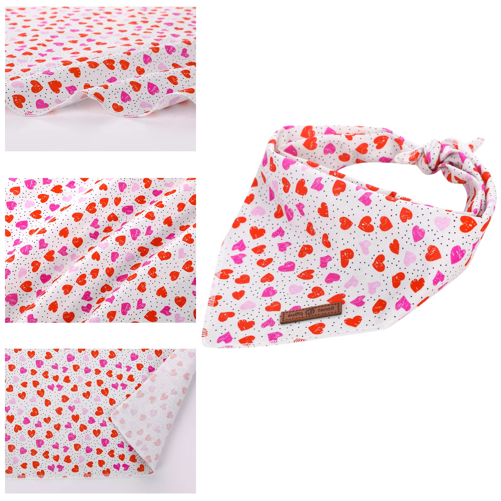Lionet Paws Valentine'S Dog Bandanas 2 Pack, Black And White Stripes Hearts Dog Triangle Kerchief,Adjustable Triangle Holiday Sc