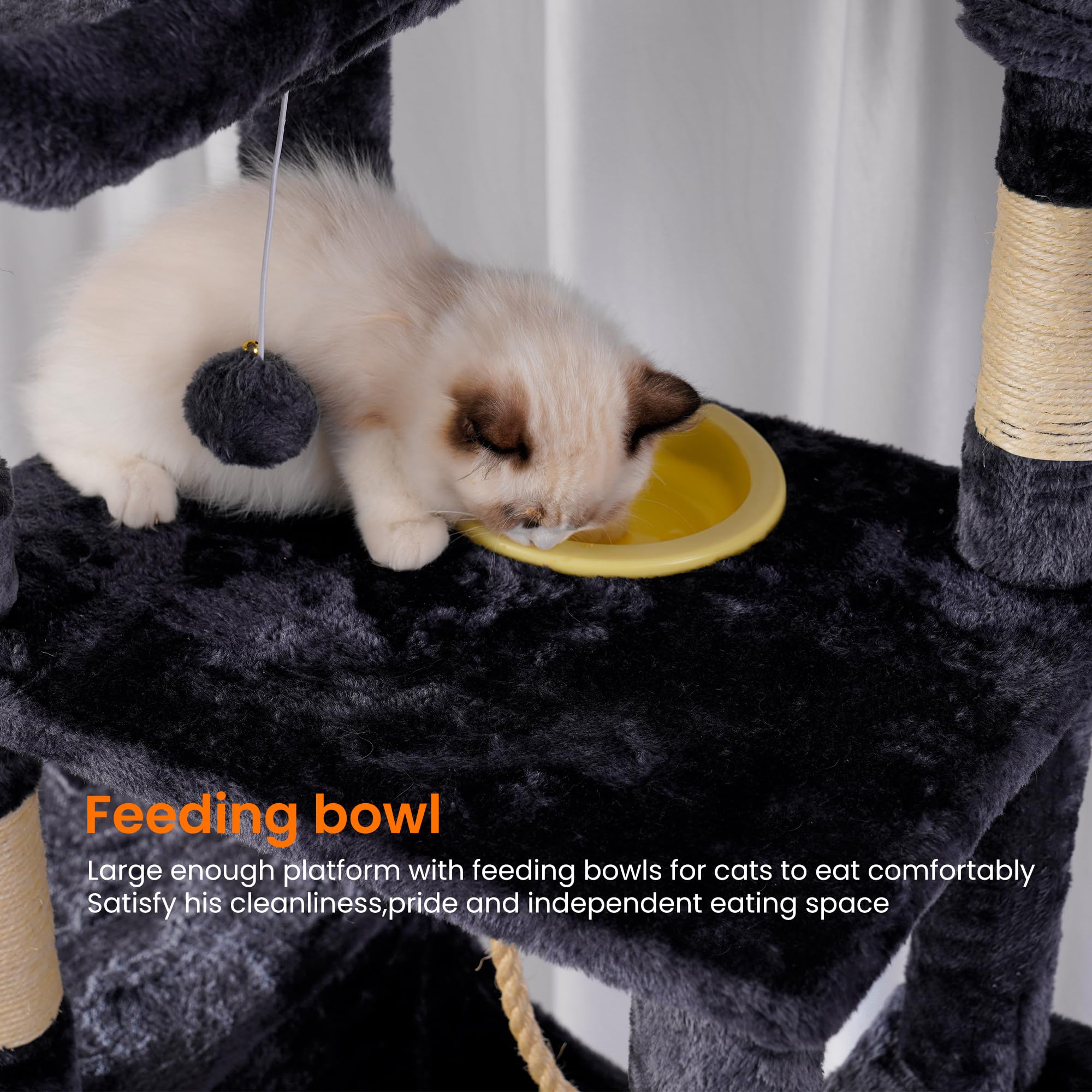 Heybly Tall Cat Tree,78 Inch Multi-Level Cat Tower For Indoor Cats,2 Widened Plush Perches Cat Condo With Scratching Board And B