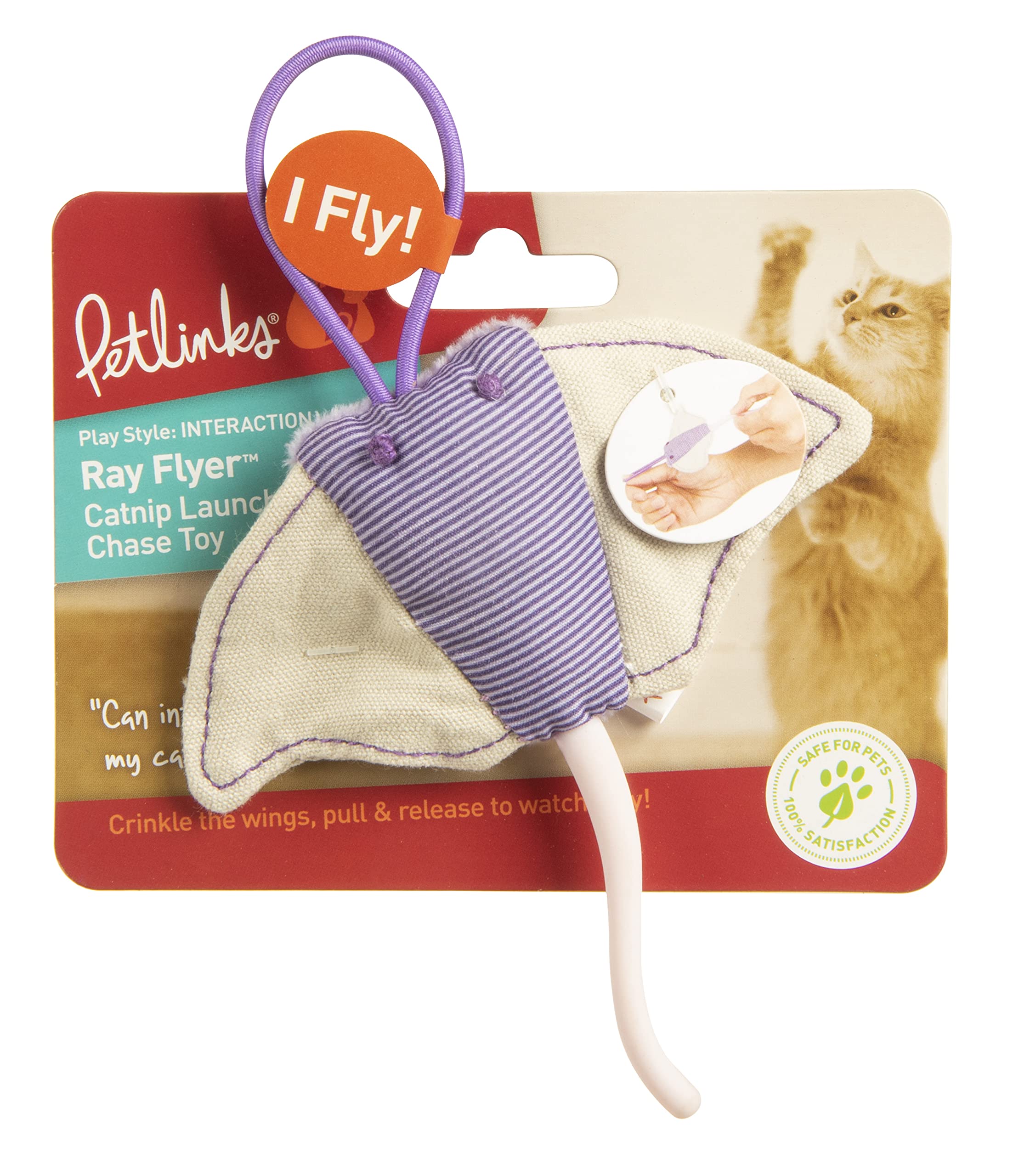 Petlinks Ray Flyer Stingray Launcher Catnip Cat Toy - Purple, One Size