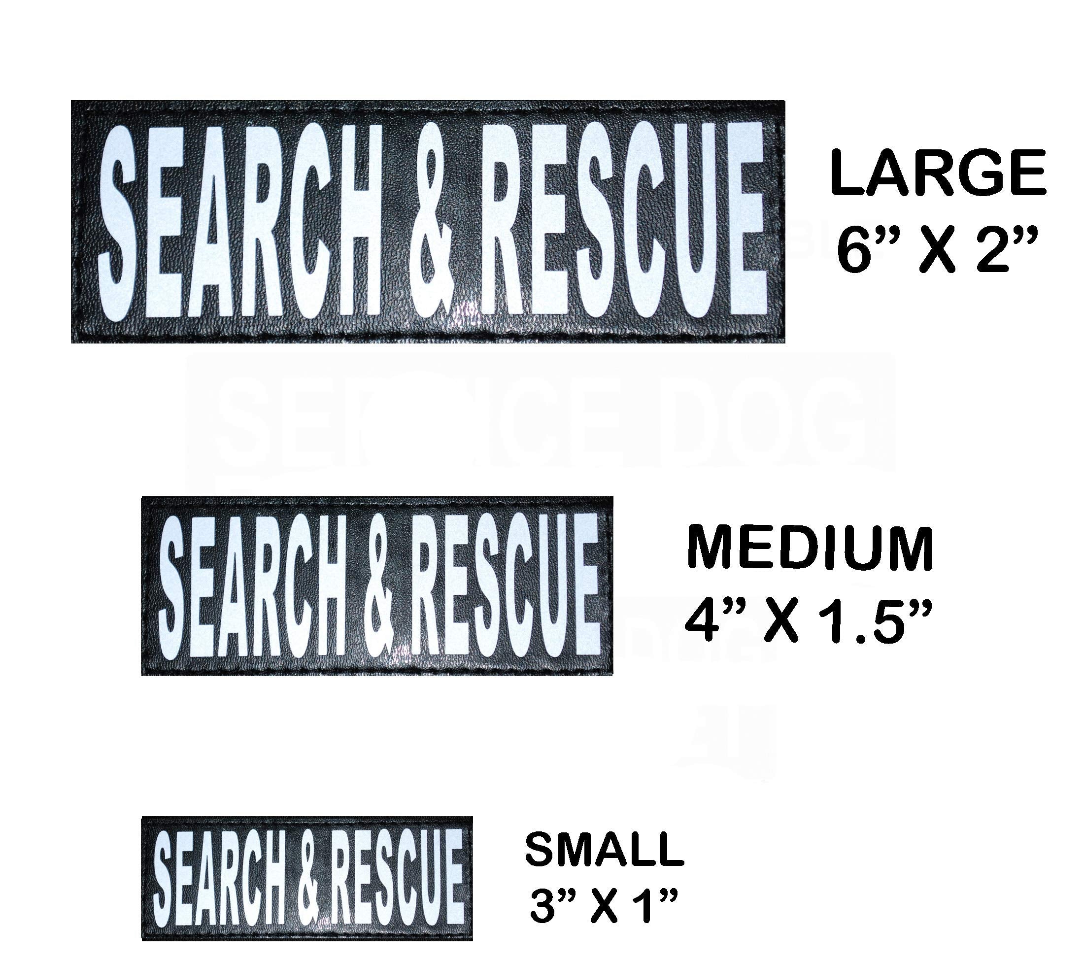 Set Of 2 Reflective Search & Rescue Patches For Service Dog Harnesses & Vests. (Medium 4' X 1.5')
