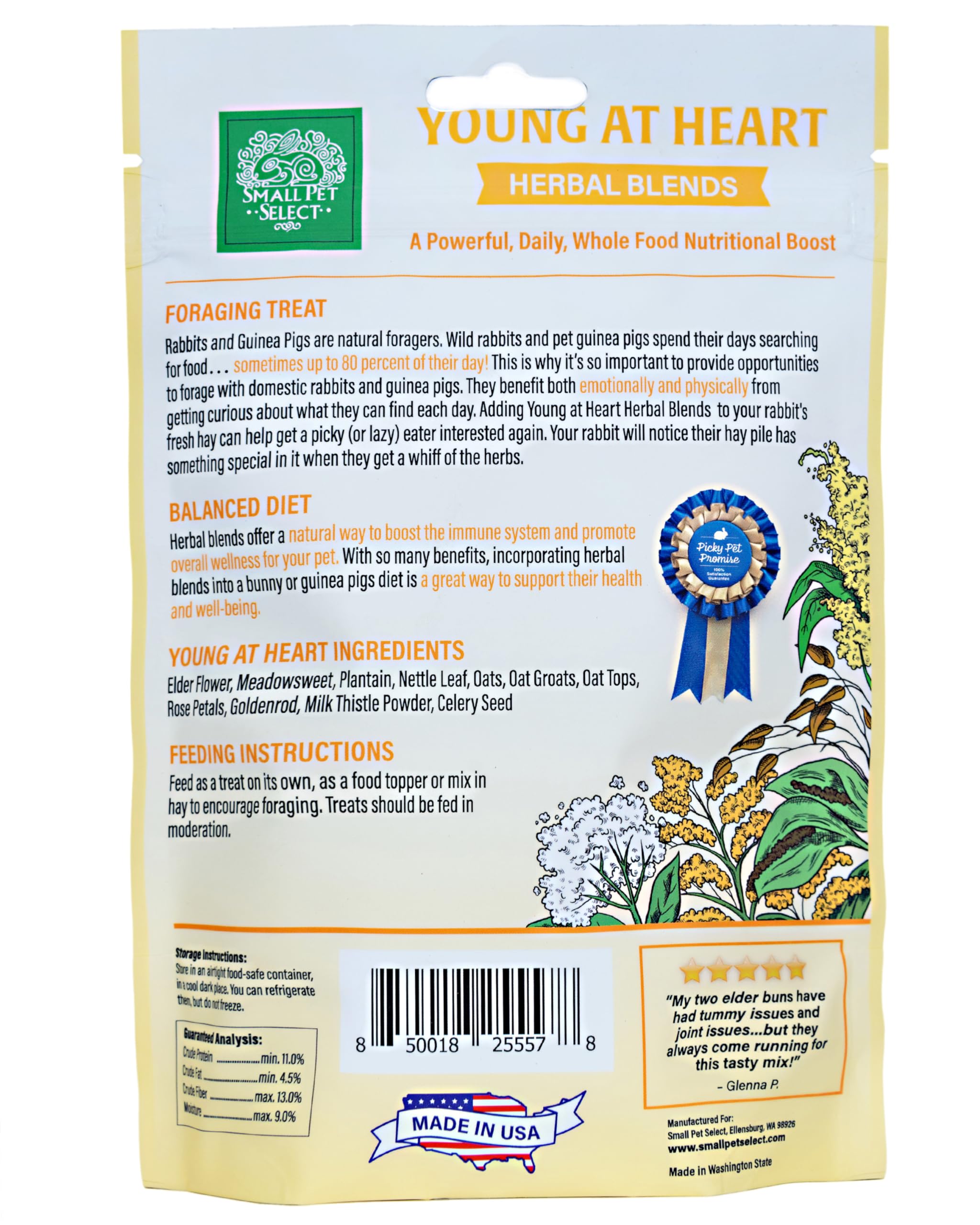 Small Pet Select - Herbal Sampler, Natural Herbal Treats for Rabbits, Guinea Pigs, and Other Small Animals, Five Flavors, 2.5oz