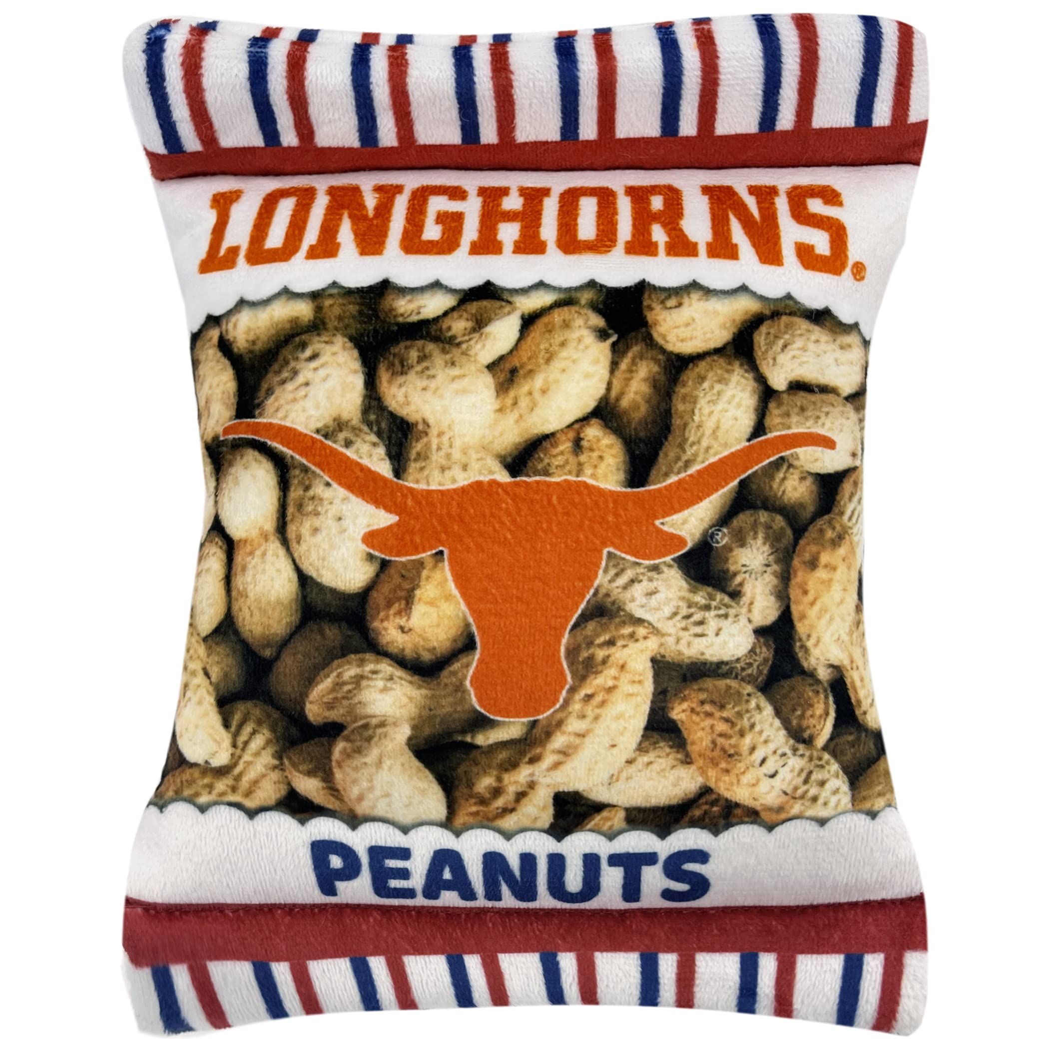 Pets First Ncaa Texas Longhorns Crinkle Fine Plush Dog & Cat Squeak Toy- Cutest Stadium Peanuts Snack Toy For Dogs & Cats With I