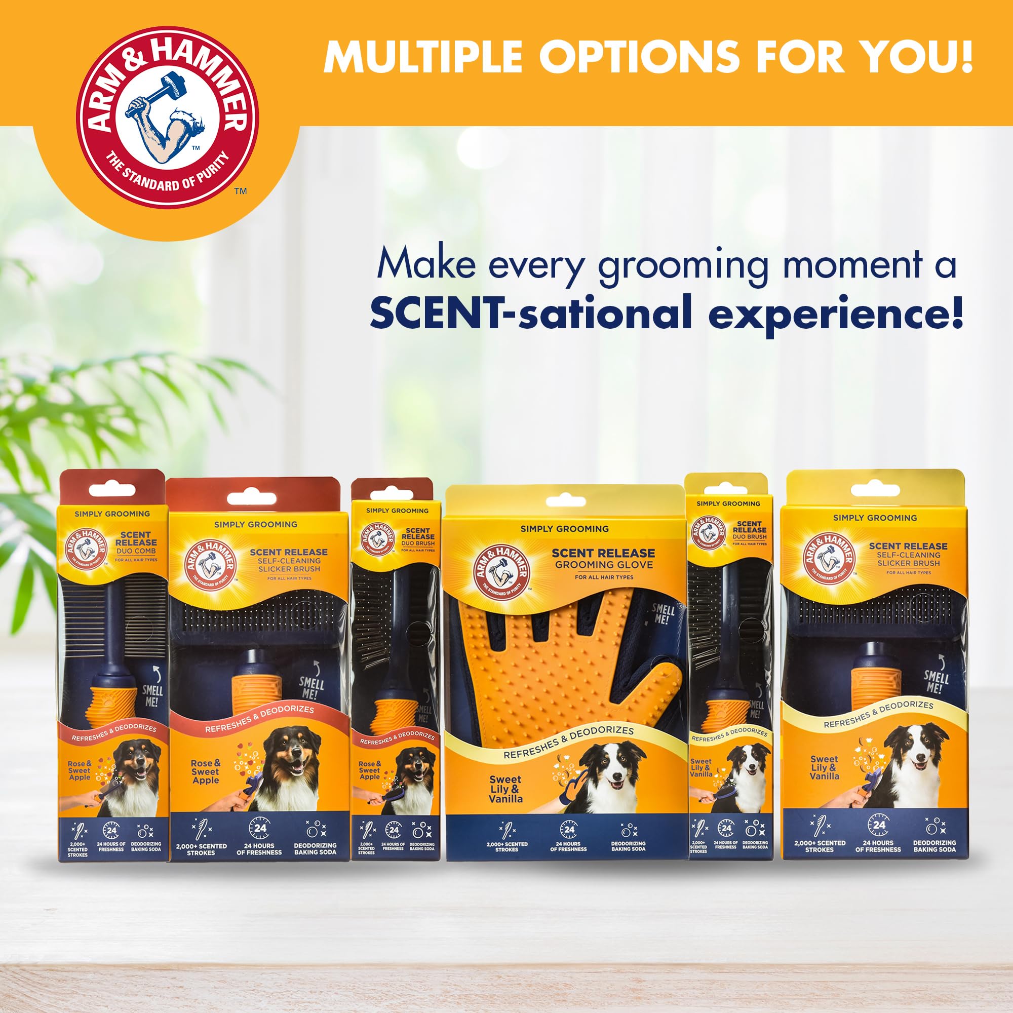 Arm & Hammer Deodorizing Dog Grooming Glove with Fragrance Transfer Technology - Scented Deshedding Dog Brush for Bathing, Pet H