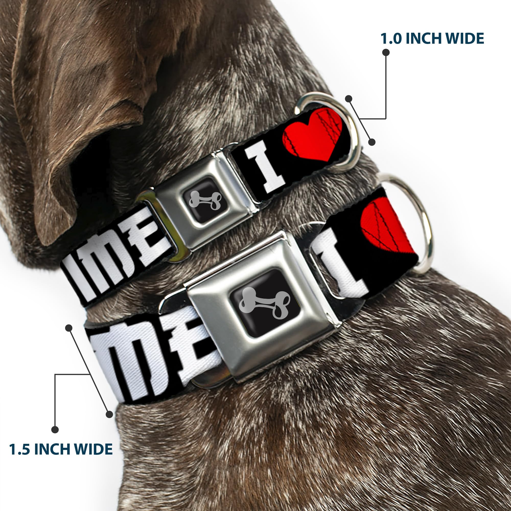 Buckle-Down Dog Collar Seatbelt Buckle I Heart Anime Bold Black White Red Available In Adjustable Sizes For Small Medium Large D