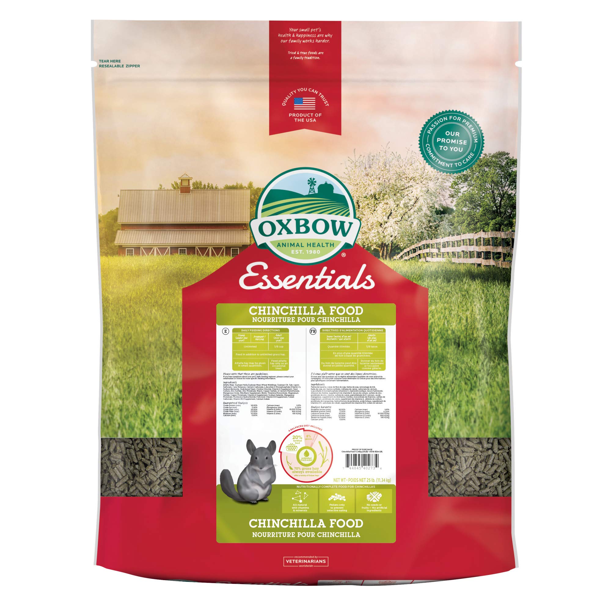Oxbow Essentials Chinchilla Food - All Natural Chinchilla Food - 25 lb.