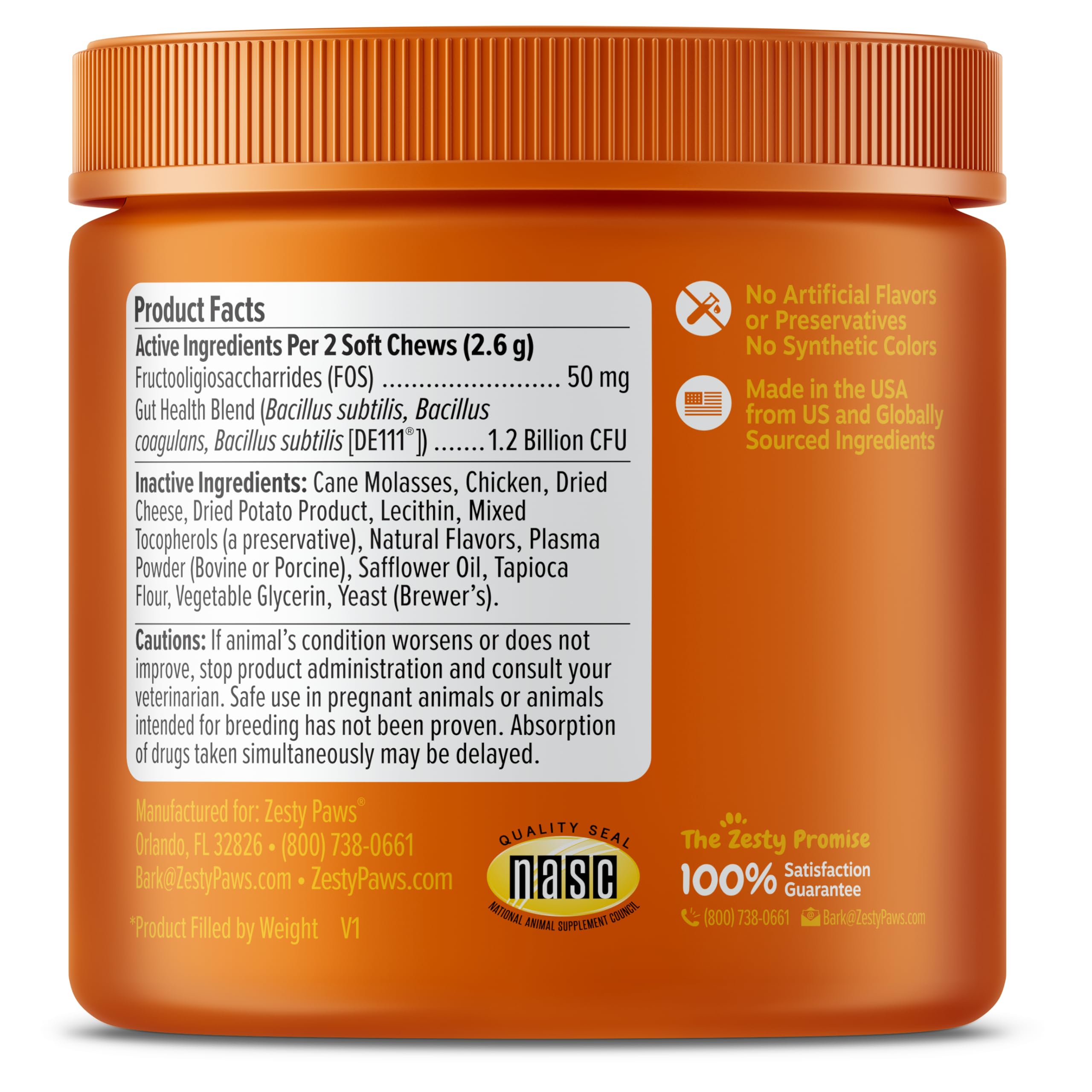 Zesty Paws Probiotic Bites for Cats - Gut Flora & Immune System Support - Cat Supplement with DE111 Bacillus subtilis - Pet Soft