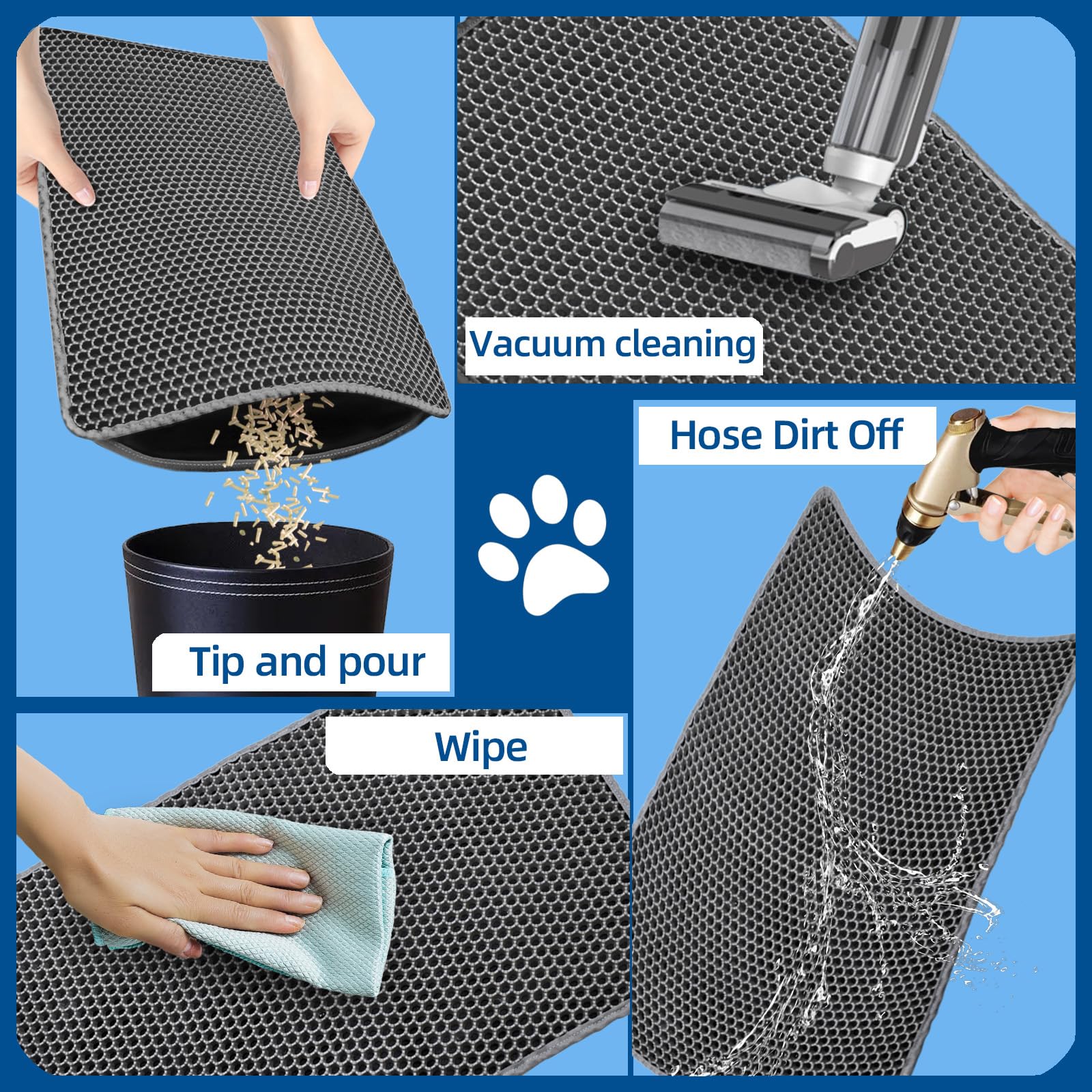 Xuanyaente Cat Litter Mat Double Layer Litter Trapping Mat Kitty Litter Box Mat 23.4X14.7 Inch Water Proof Honeycomb Cat Litter