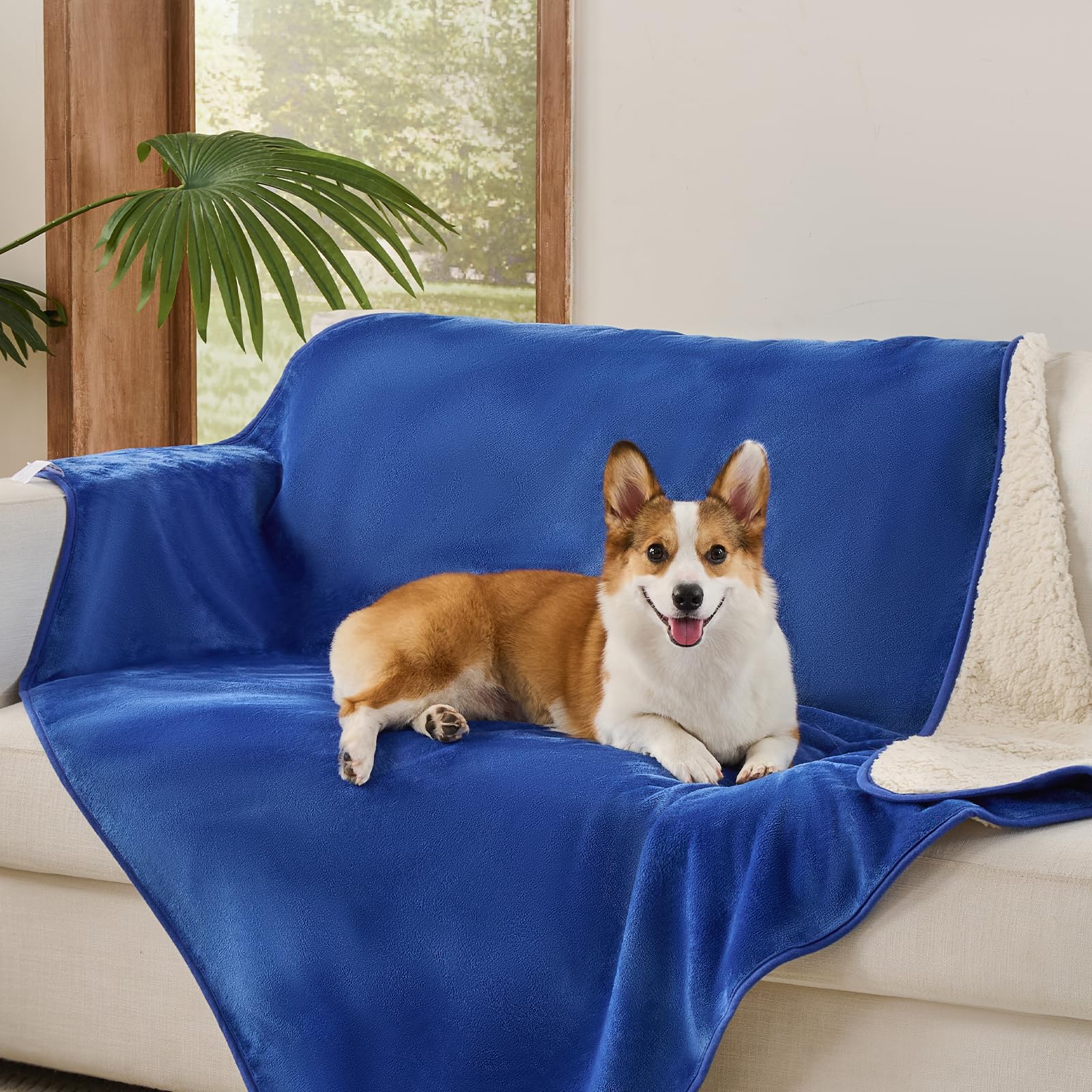 Sunheir Waterproof Dog Blankets for Extra Large Dogs - Cat Blanket Washable for Couch Protection, Soft Sherpa Fleece Puppy Throw