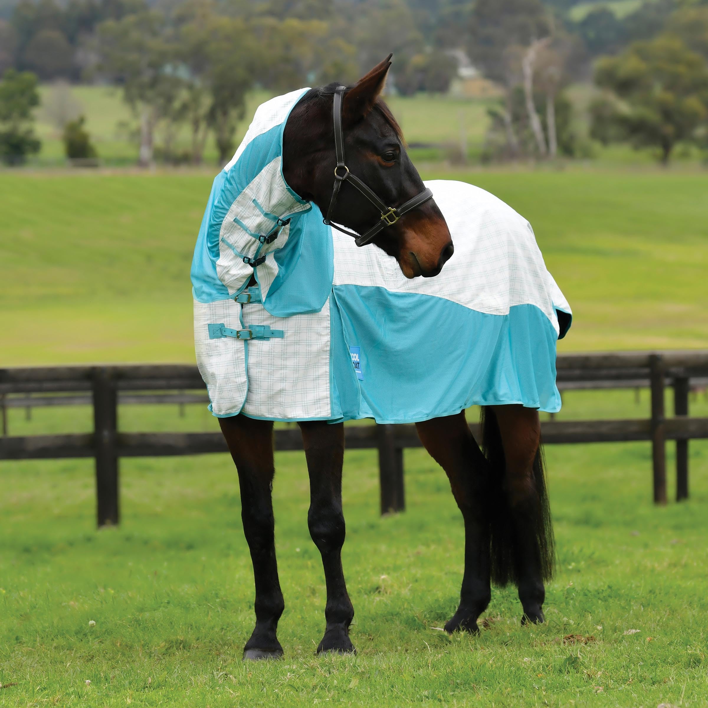 Kool Coat Cotton Airstream Ii Detach-A-Neck White/Mint 66''