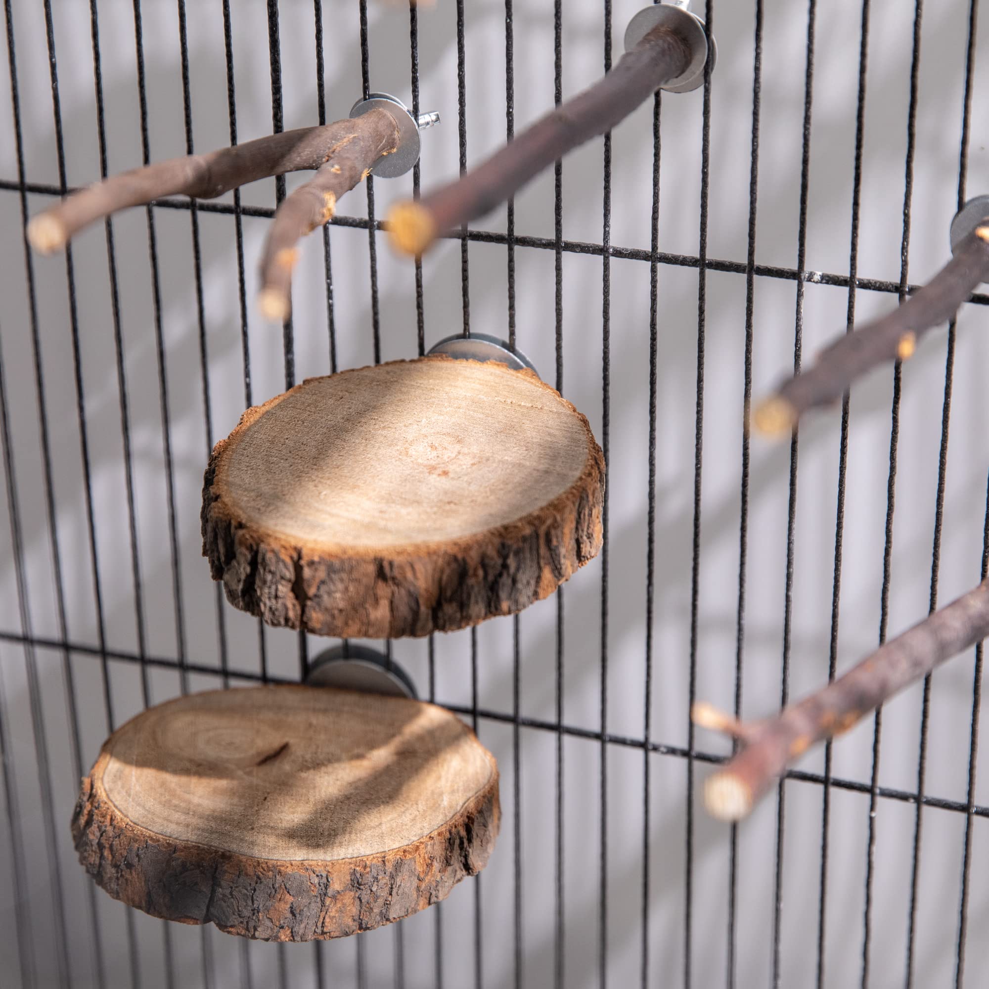Deloky 8 Pcs Natural Wood Bird Perch Stand-Wooden Parrot Perch Stand-Perch Platform Cage Accessories For Parrotlets Budgies Cockatiels Parakeets Lovebirds
