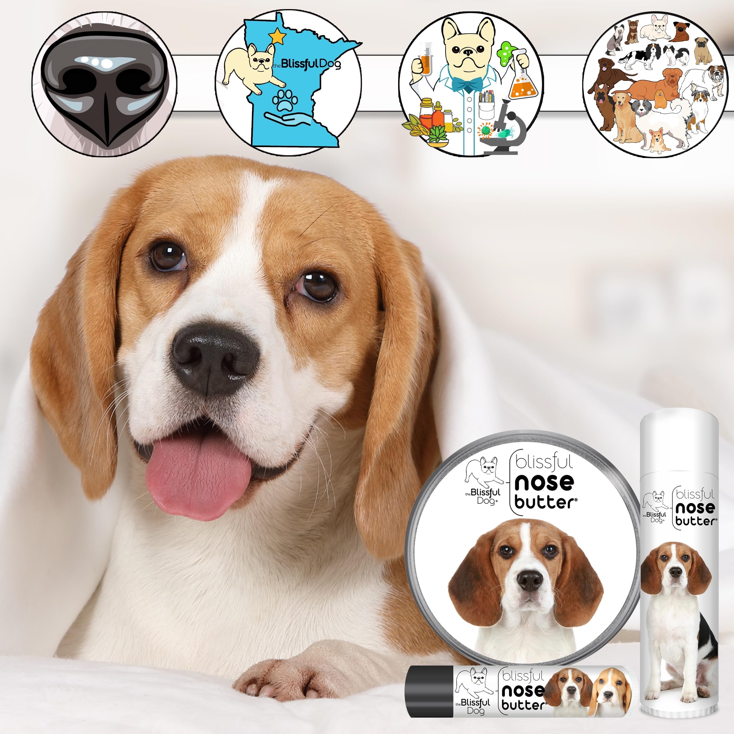 The Blissful Dog Beagle Nose Butter, Lick-Safe Dog Balm with Shea Butter, 1 oz. for Dry Cracked Skin, Uncented