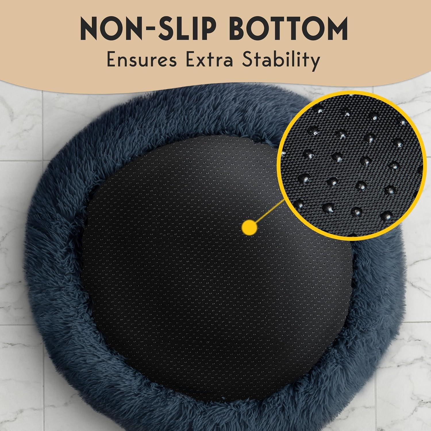 PetJett Calming Dog Bed Medium Size Dog - 30 Donut Bed, Anti-Slip & Washable Super Soft Fluffy Plush Round Bed, Anti-Anxiety P