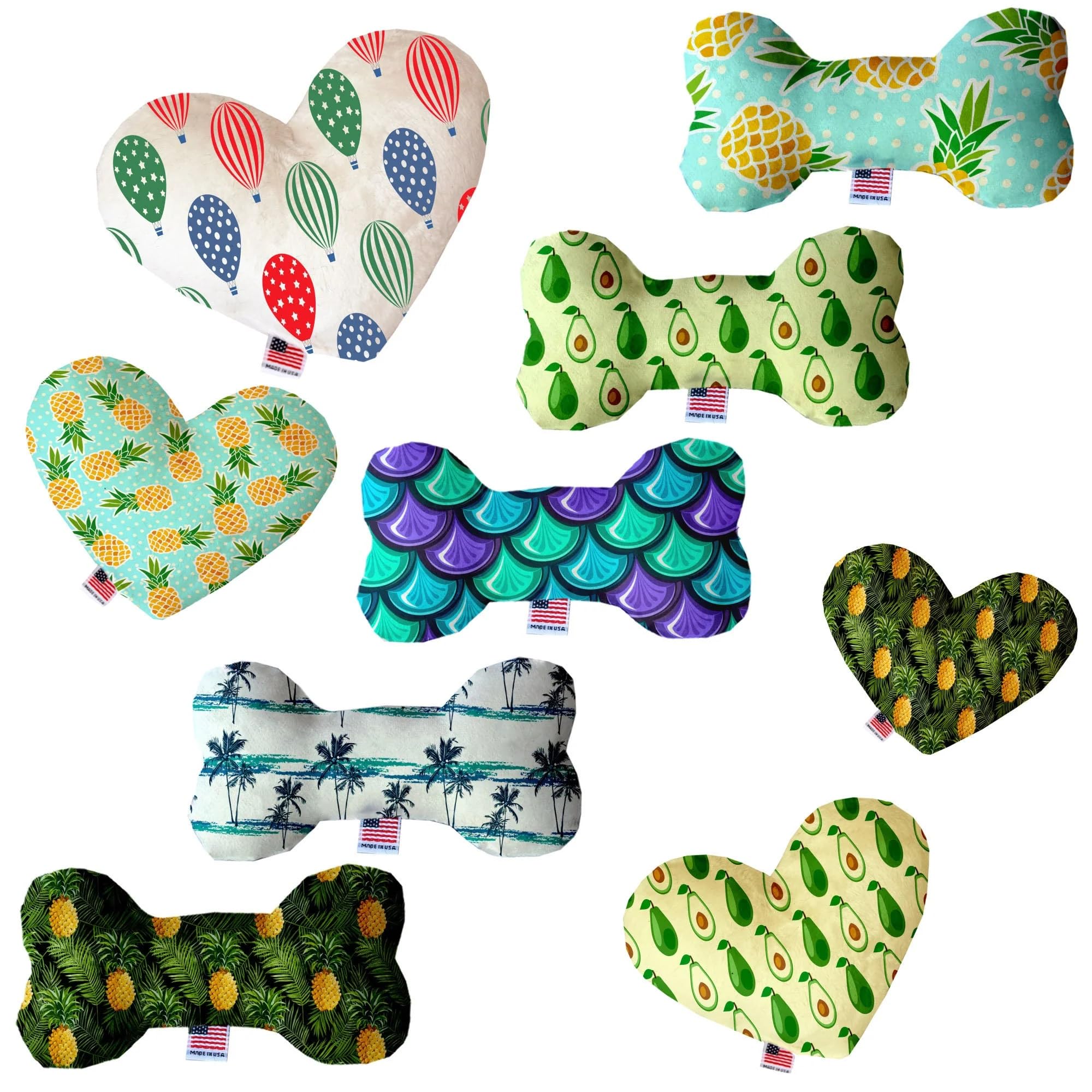 Pet & Dog Plush Heart or Bone Toy, "Summertime Fun Group" (Available in different sizes, and 6 different pattern options!) Mermaid Scales 10" Plush Bone