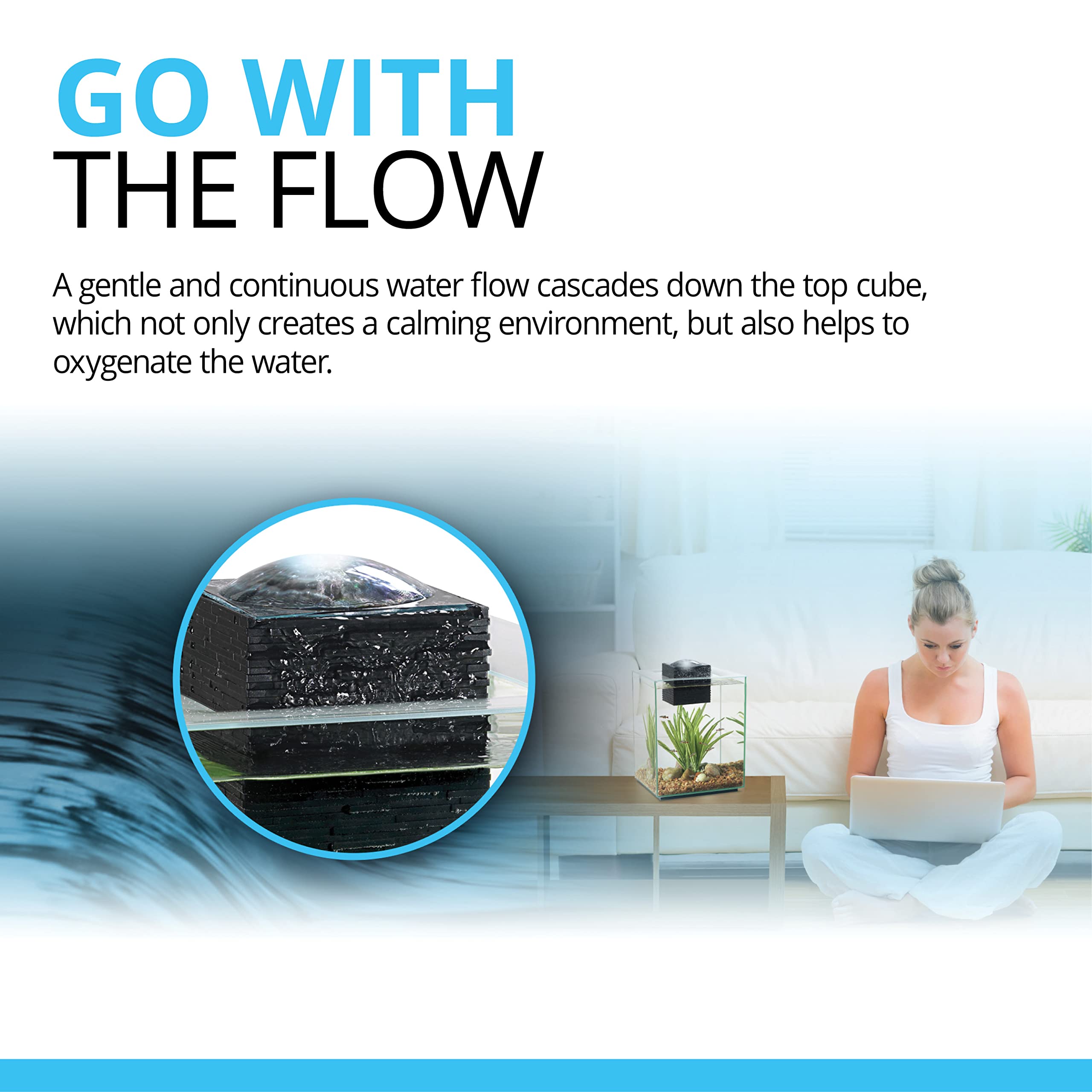 Fluval Chi Ii Series Aquarium Set, 5-Gallon - Aquarium Tank With Ambient Led Lighting, Flowing Water, And Elegant Design, White
