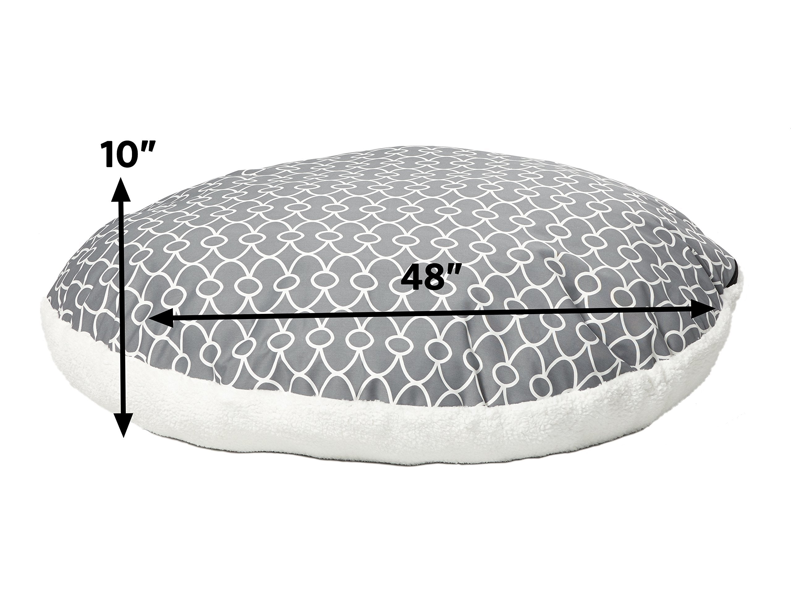 Midwest Homes For Pets Over-Stuffed Dog Bed Feat Teflon With Gray/Fleece Pattern, Large