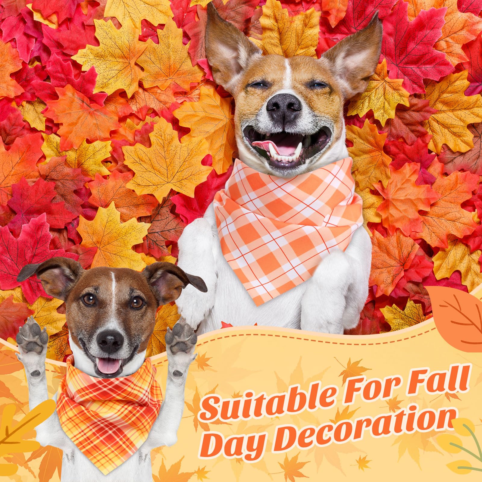 Shyyween 100 Pieces Fall Dog Bandanas Bulk Plaid Bandanas for Dogs Autumn Thanksgiving Soft Doggie Bibs Adjustable Triangle Scar