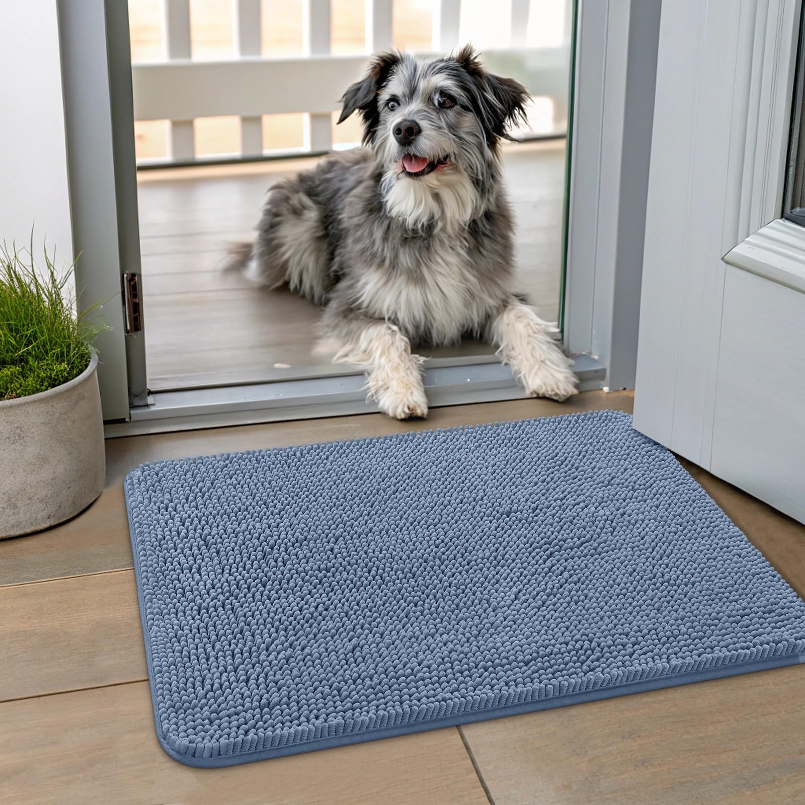 Smiry Dog Door Mat for Muddy Paws 70x32, Absorbs Moisture and Dirt Doormat, Non-Slip Washable Quick Dry Chenille Front Door Mat 